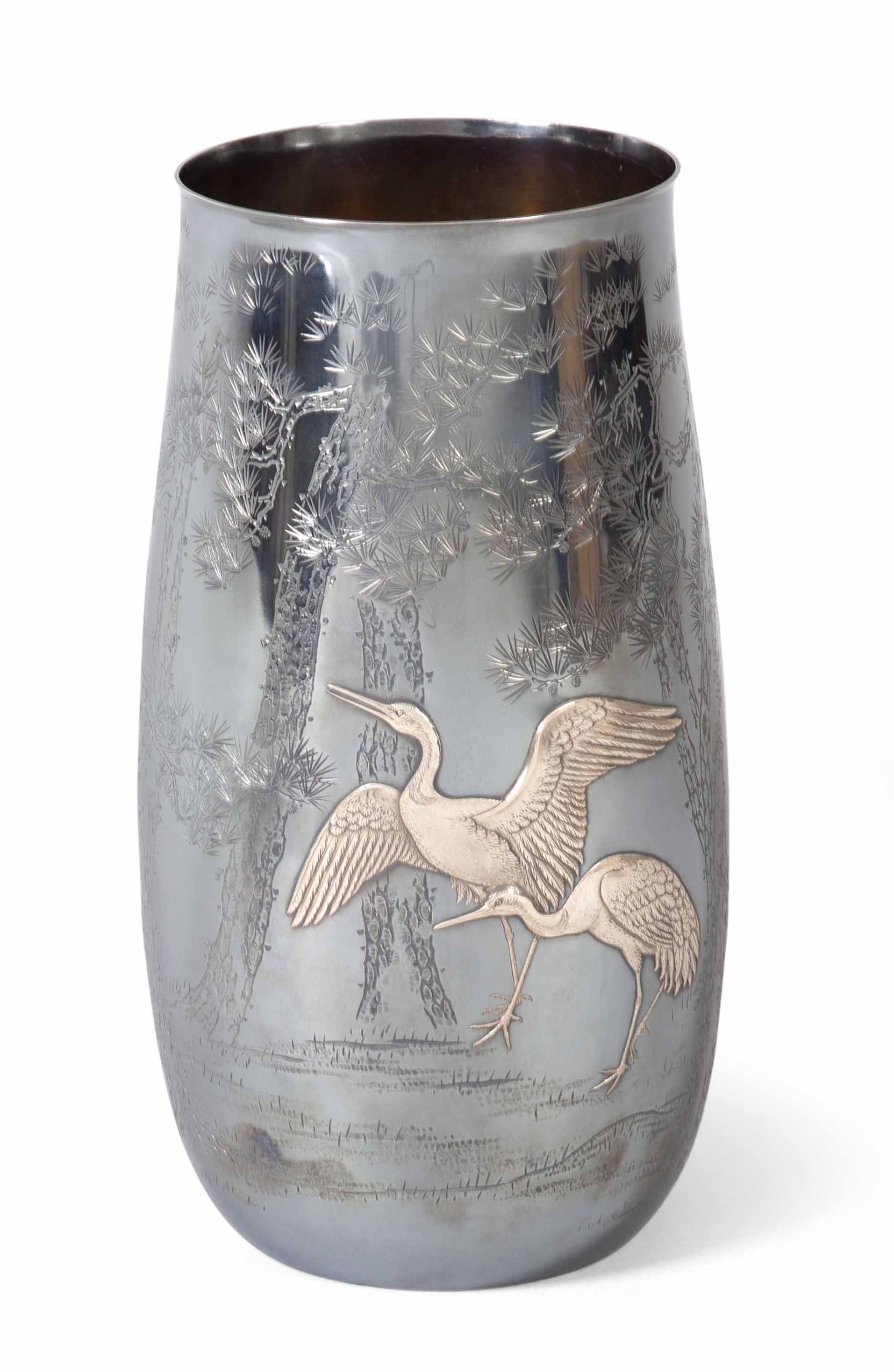 JAPANESE HAMMERED SILVER VASE