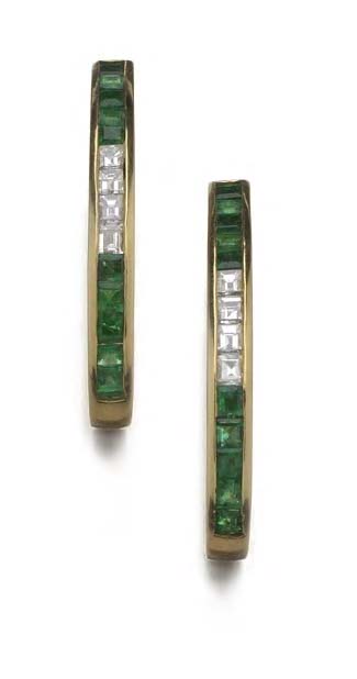 WEMPE - a pair of emerald and diamond earrings,