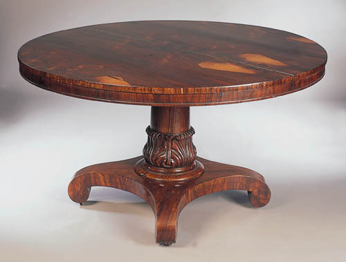 A William IV well figured rosewood circular breakfast table