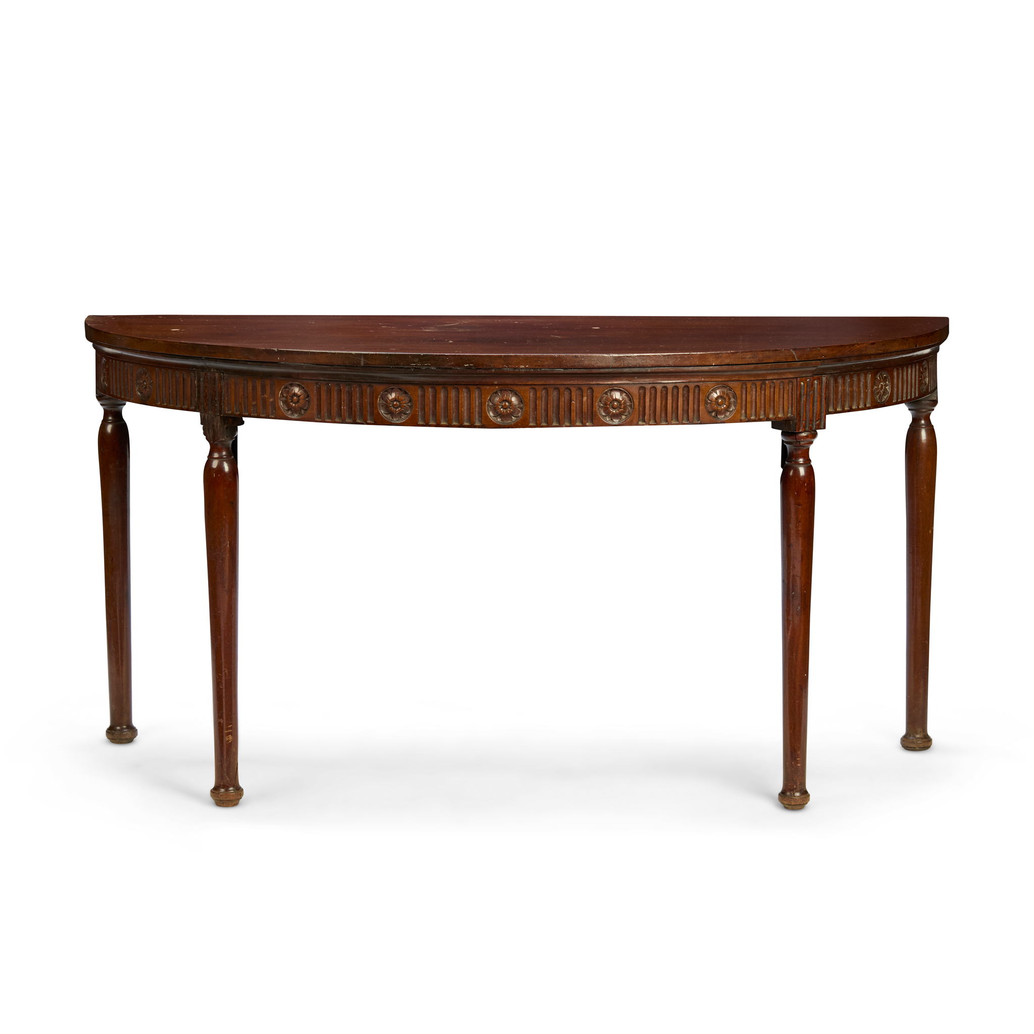GEORGE III MAHOGANY DEMI-LUNE SIDE TABLE