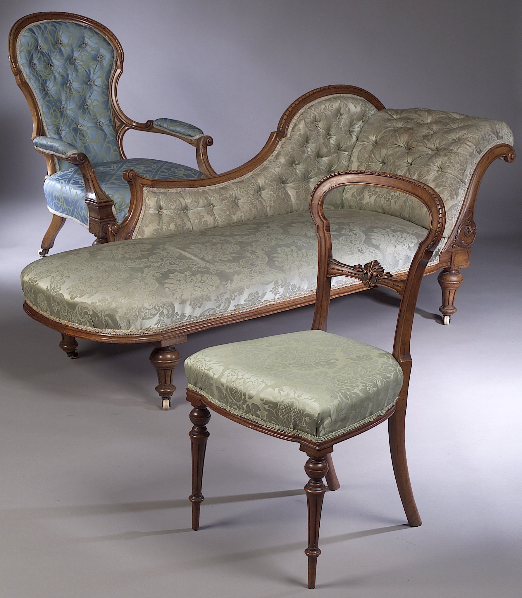 A 19th century mahogany framed matched salon suite