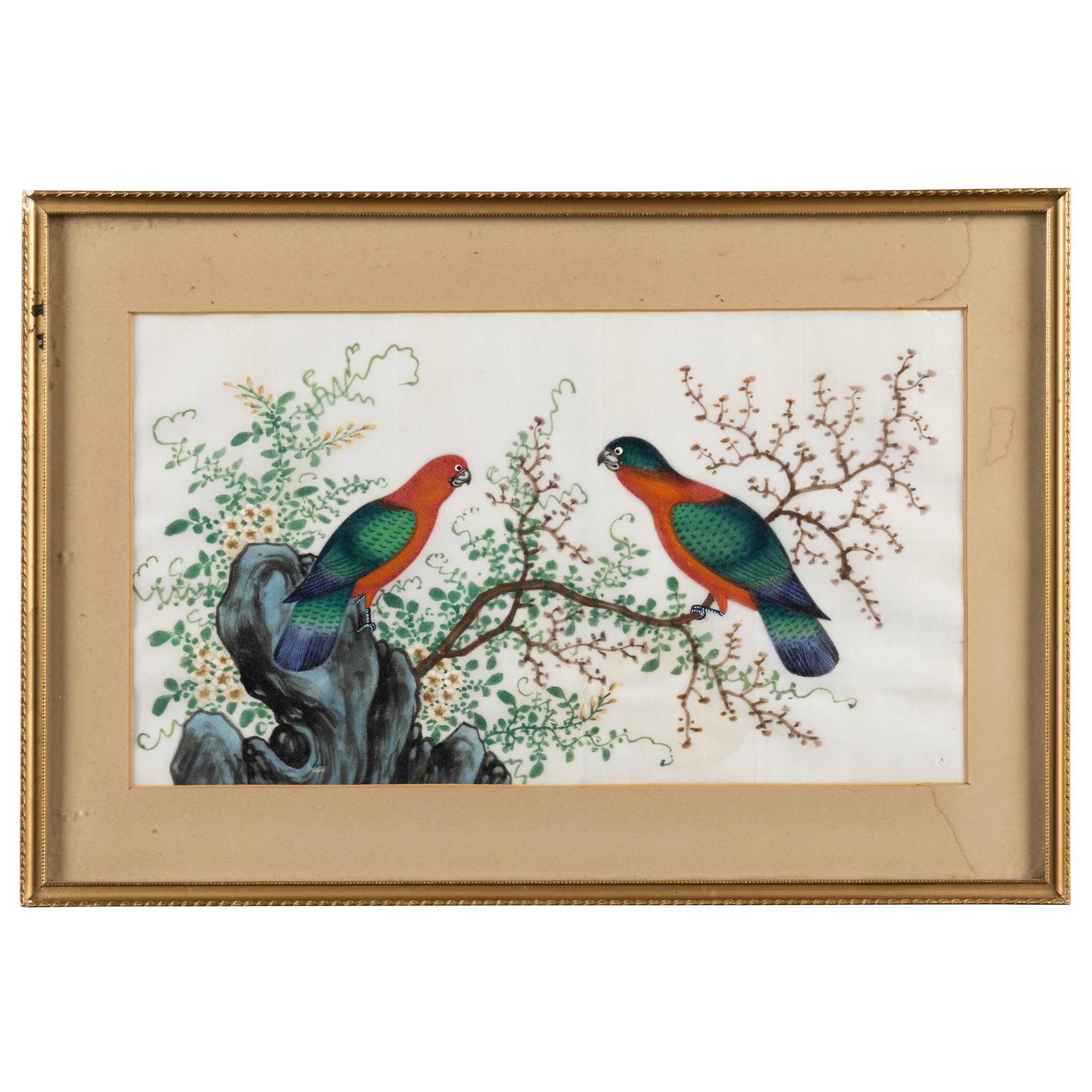GROUP OF SIX 'EXOTIC BIRD' PAINTINGS ON PITH PAPER