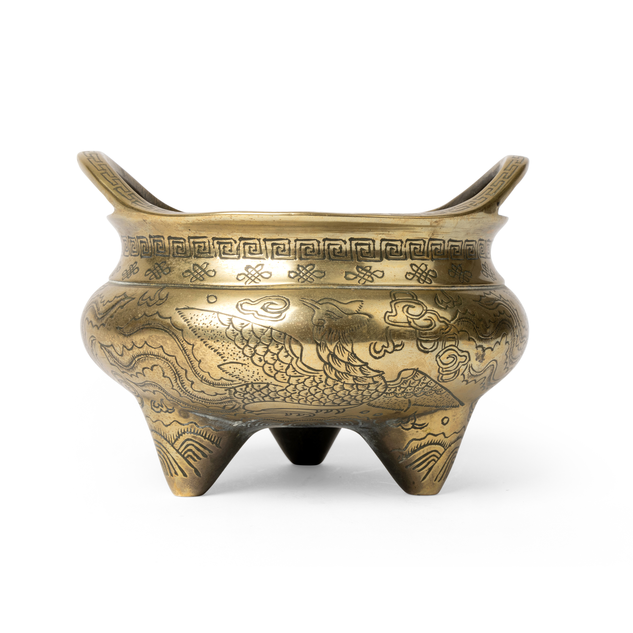 CHINESE BRONZE 'PHOENIX' TRIPOD CENSER