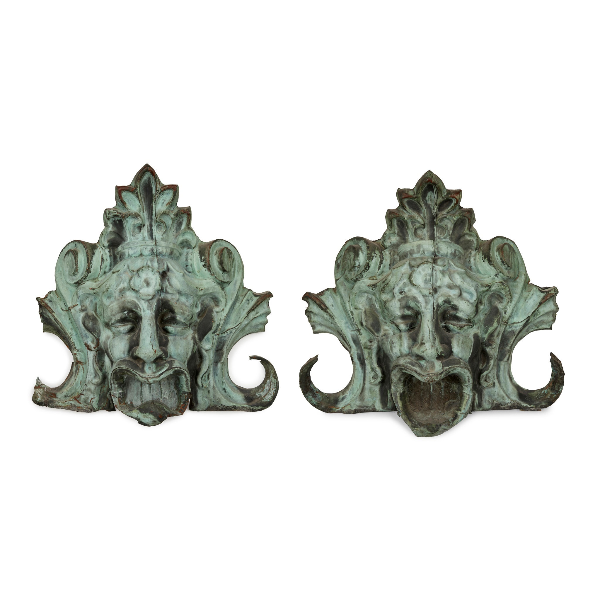 PAIR OF LARGE COPPER ARCHITECTURAL ORNAMENTS