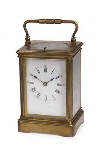 A late 19th century brass cased carriage clock,