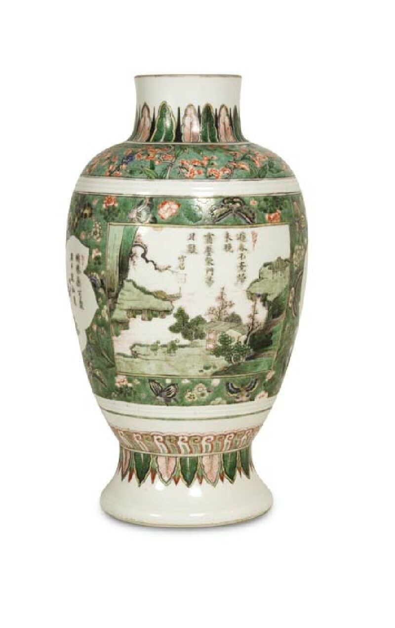 A Chinese famille verte vase, probably 18th century