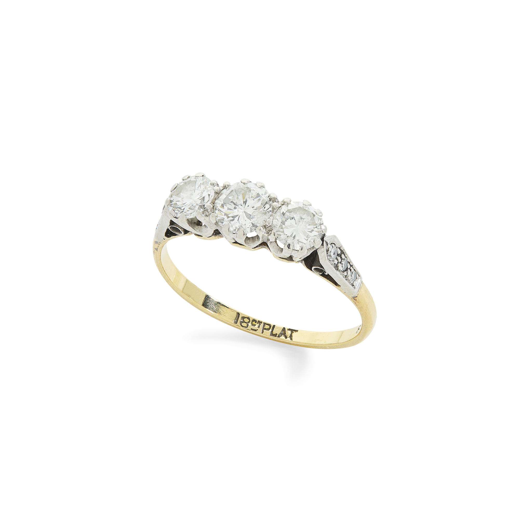 A diamond three-stone ring