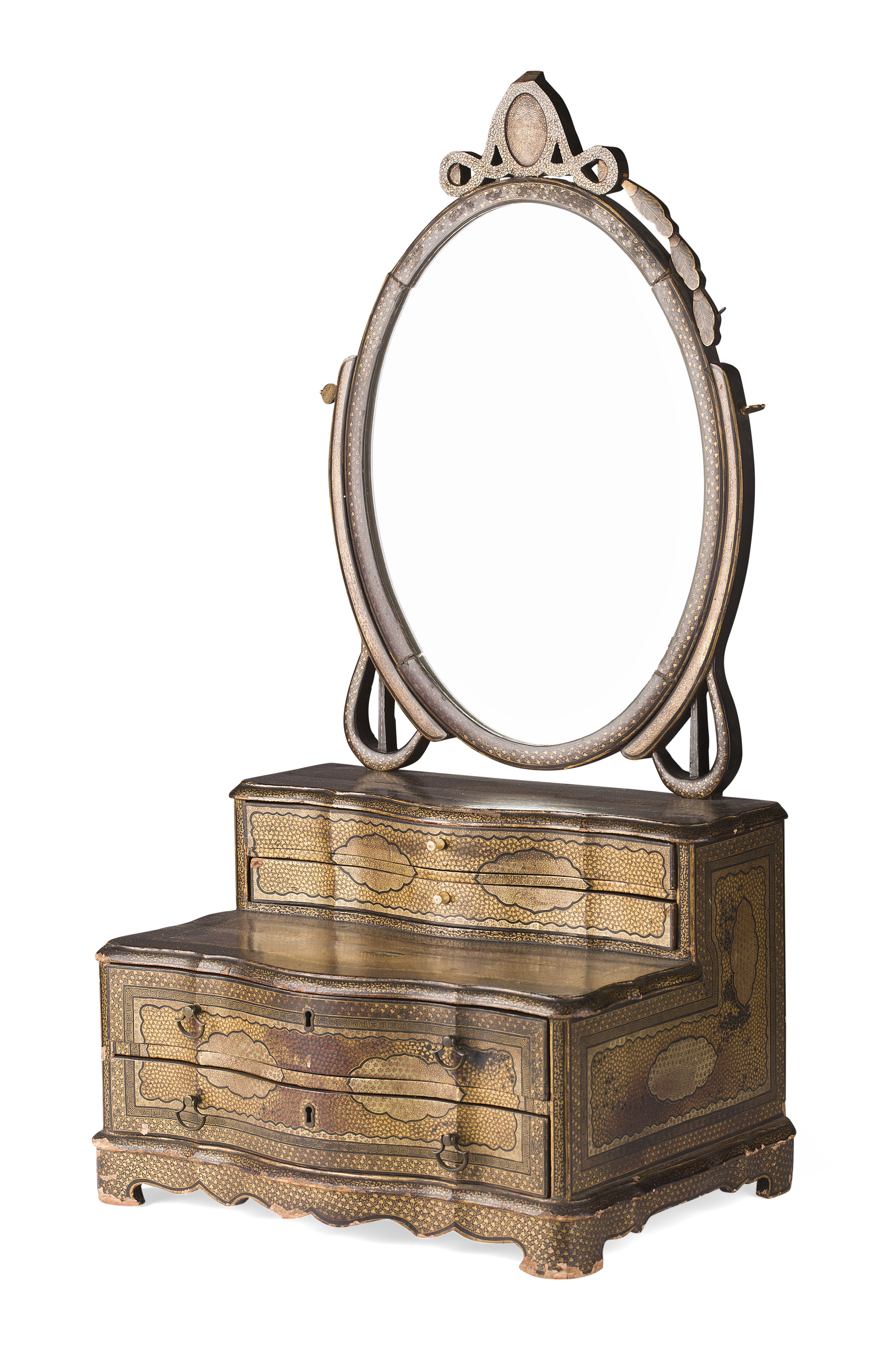 CHINESE EXPORT BLACK LACQUER DRESSING MIRROR