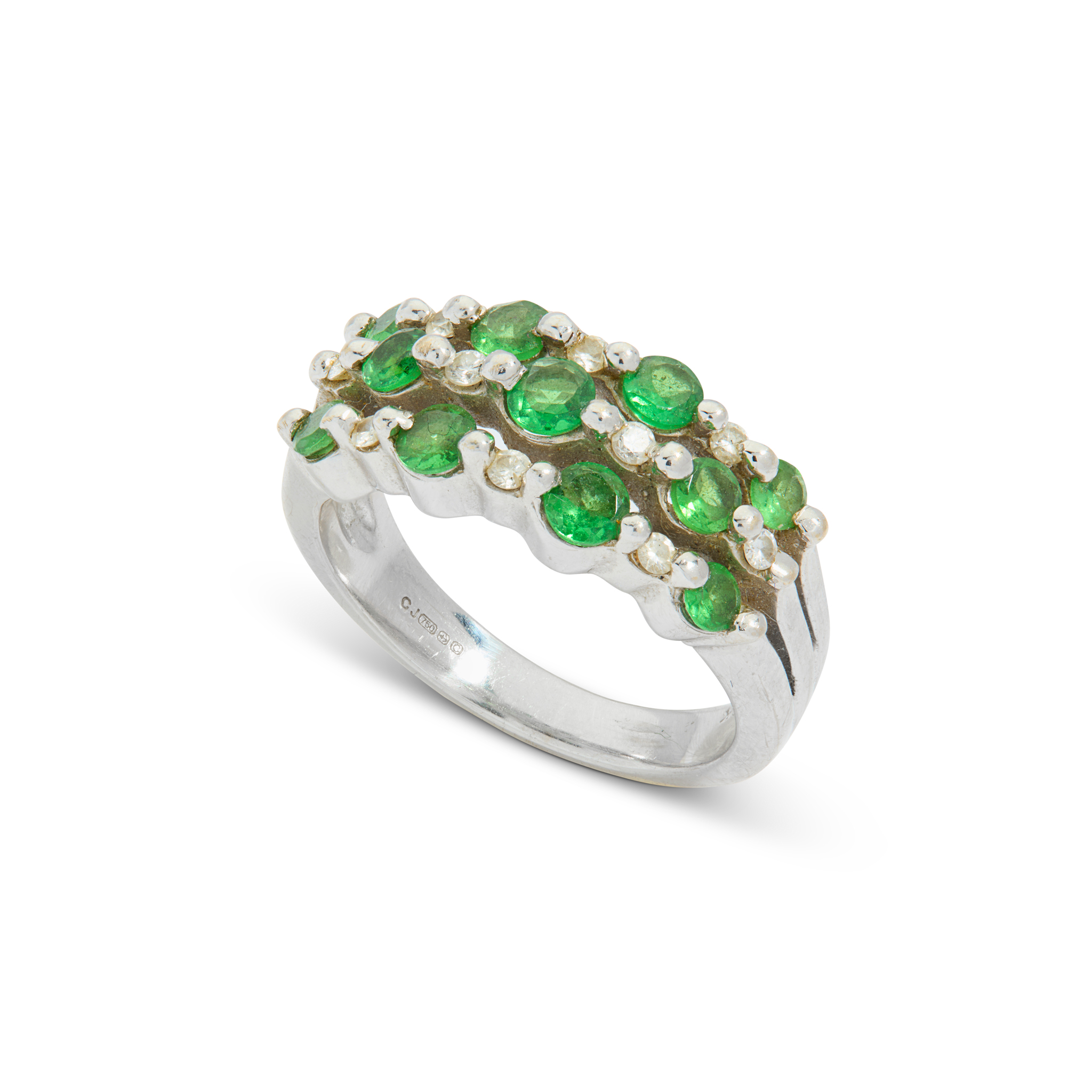 An 18ct gold tsavorite garnet and diamond ring