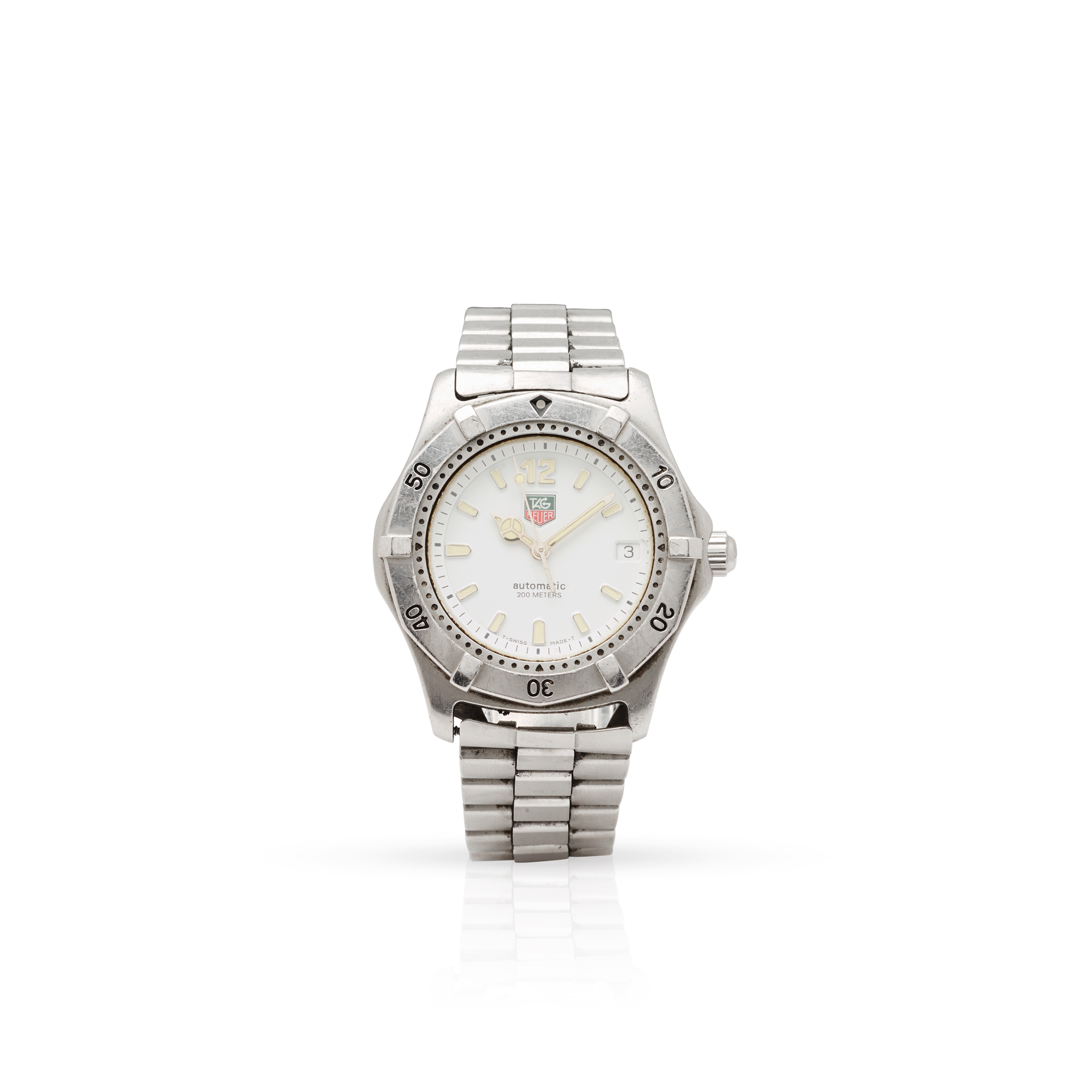 Tag Heuer. A stainless steel automatic wristwatch with date on bracelet