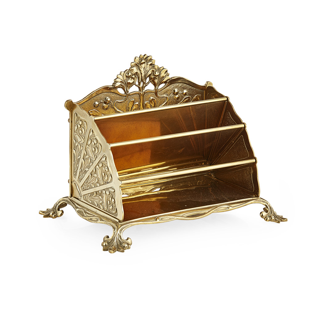 ART NOUVEAU BRASS LETTER RACK