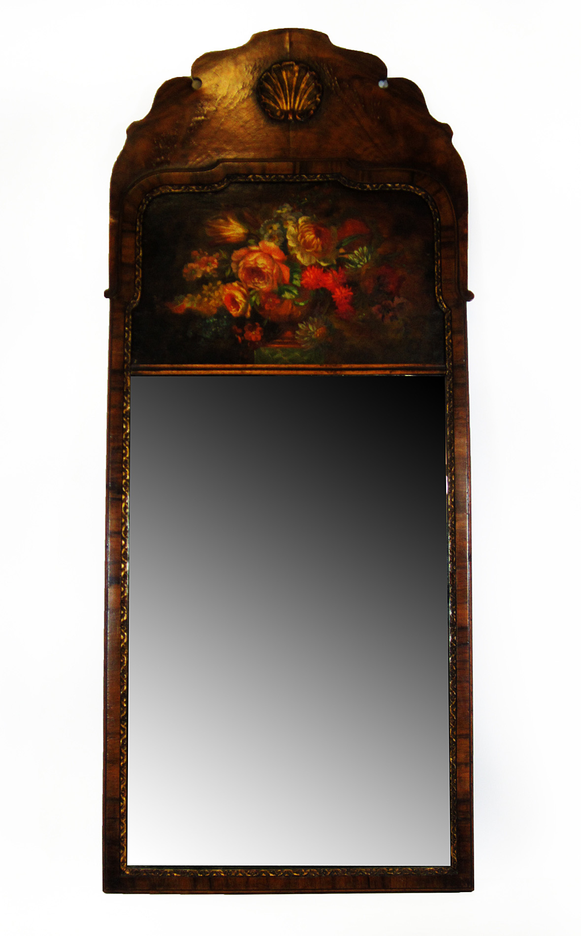 WALNUT AND PAINTED MIRROR