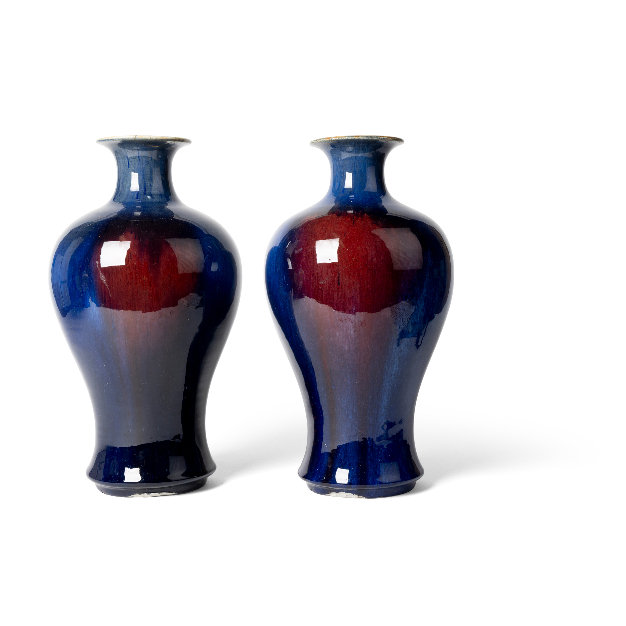 PAIR OF CHINESE FLAMBÉ-GLAZED VASES