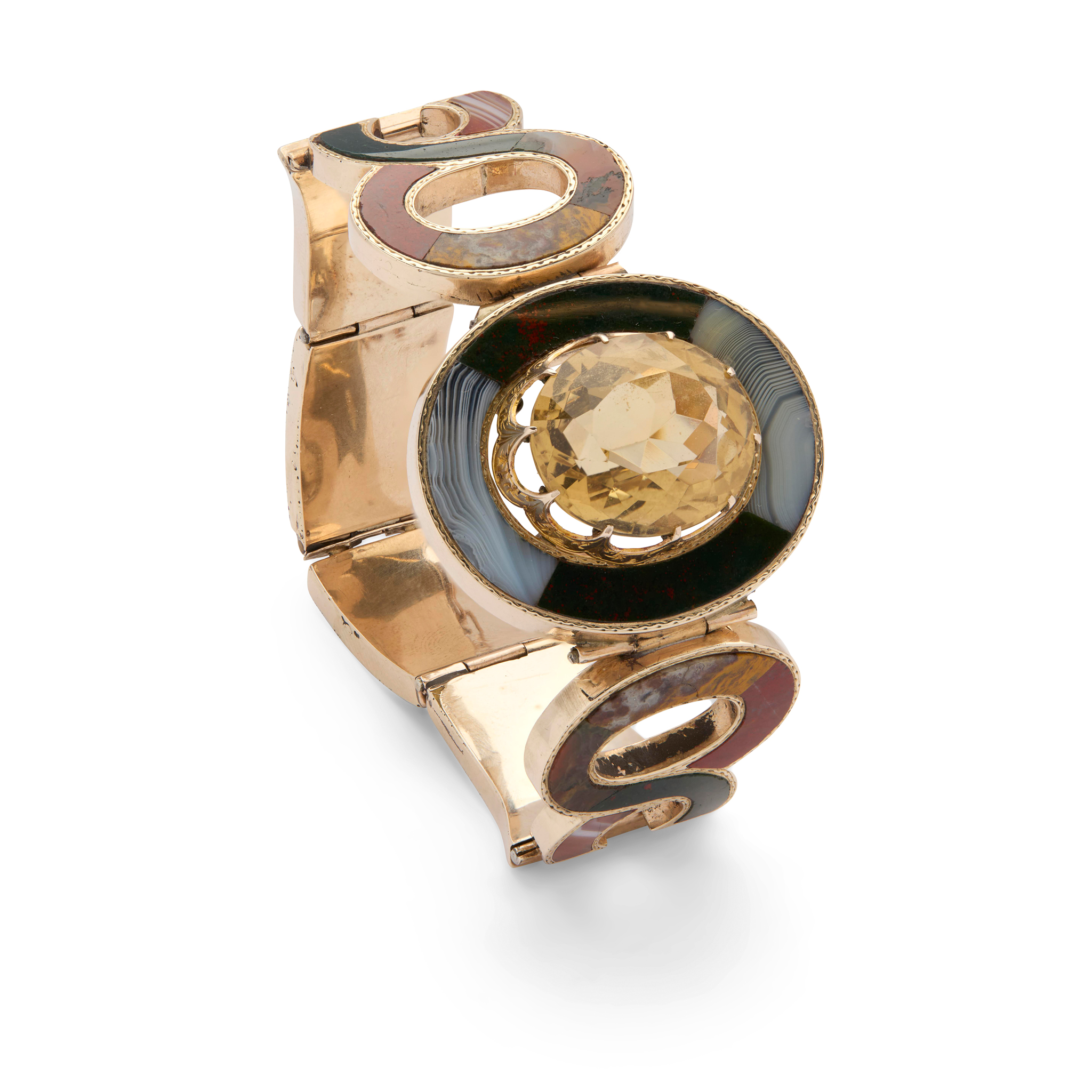 A Scottish citrine and agate bracelet