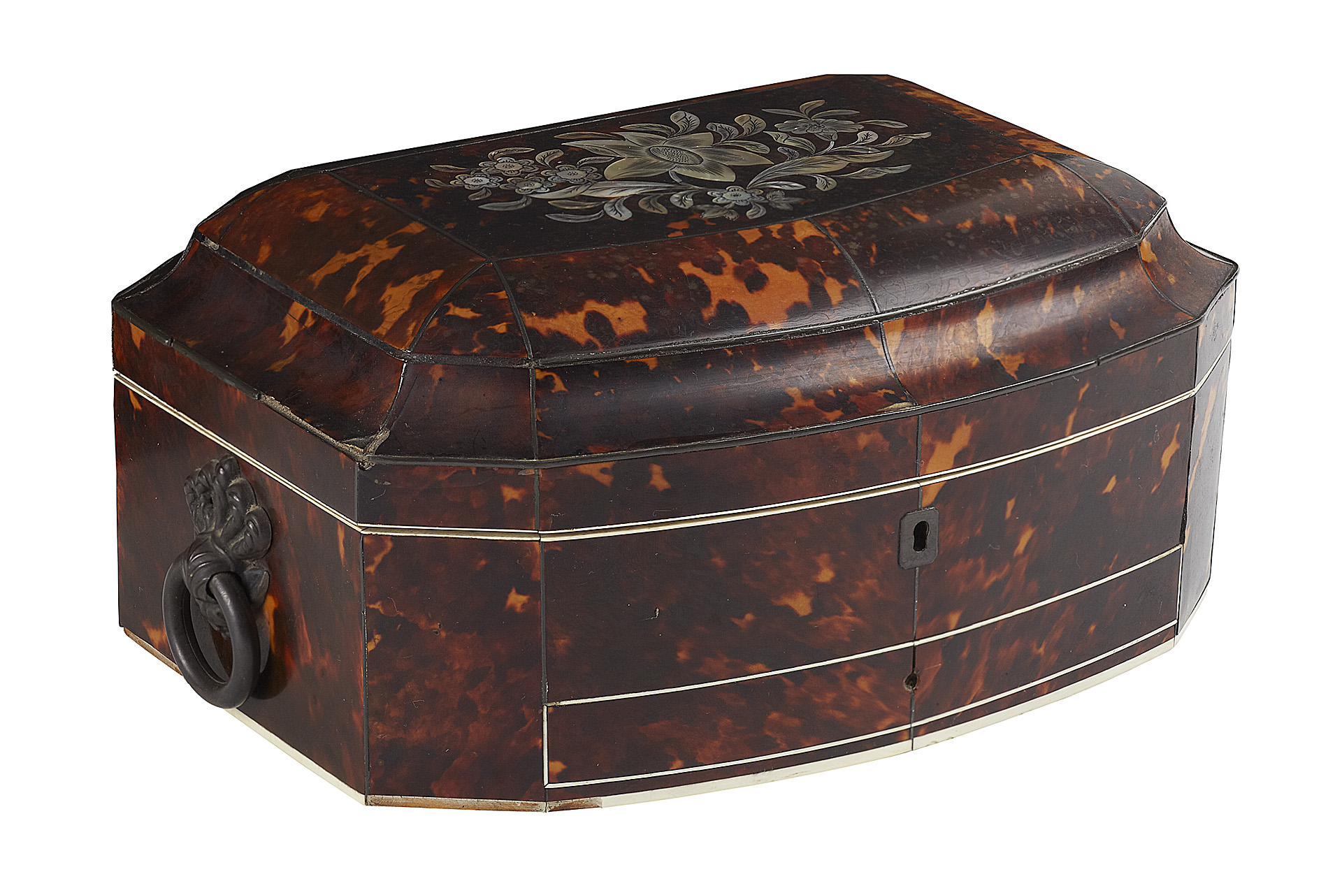 VICTORIAN TORTOISESHELL AND MOTHER-OF-PEARL INLAID WORK BOX