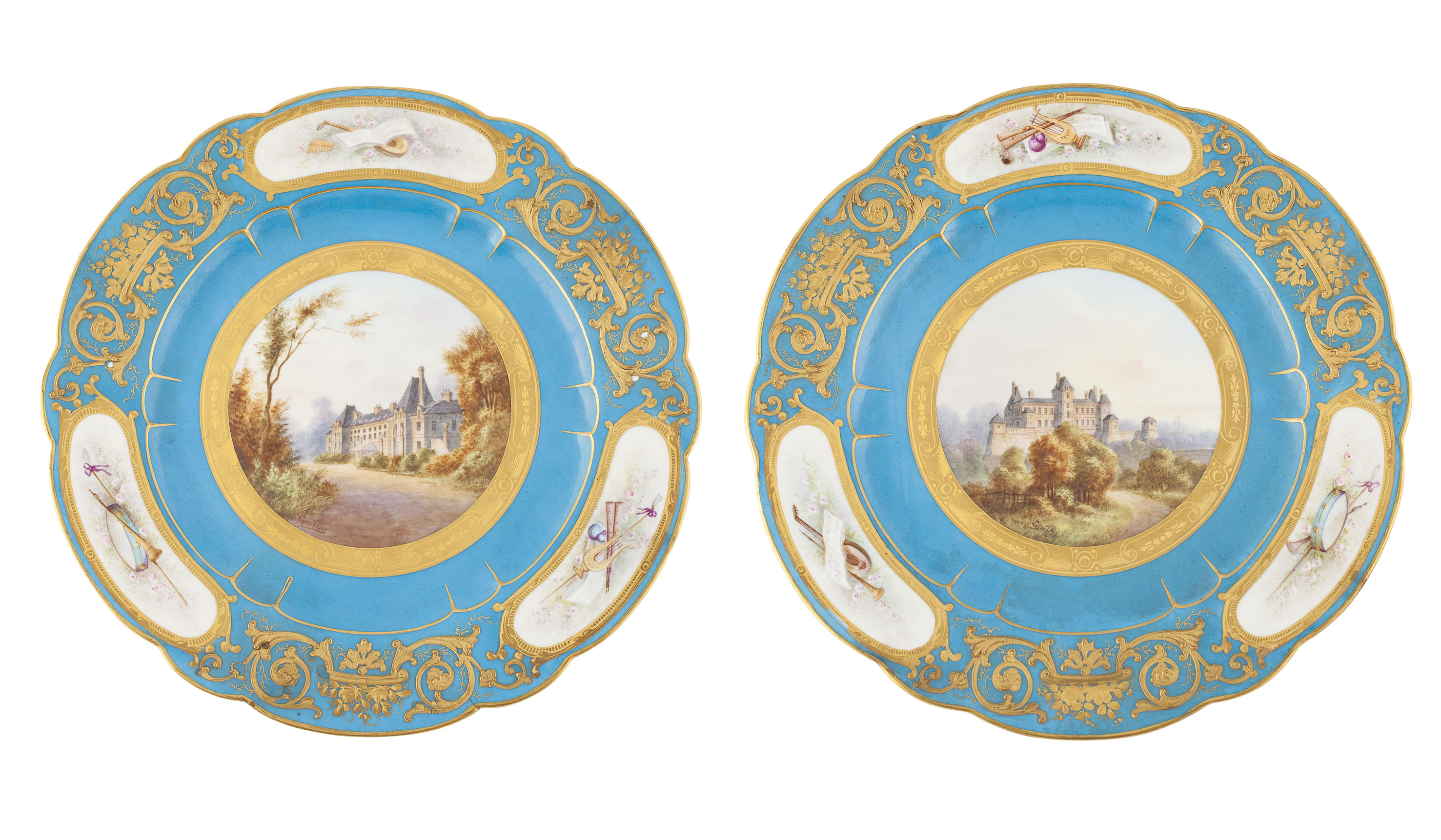 PAIR OF SEVRES PORCELAIN PLATES