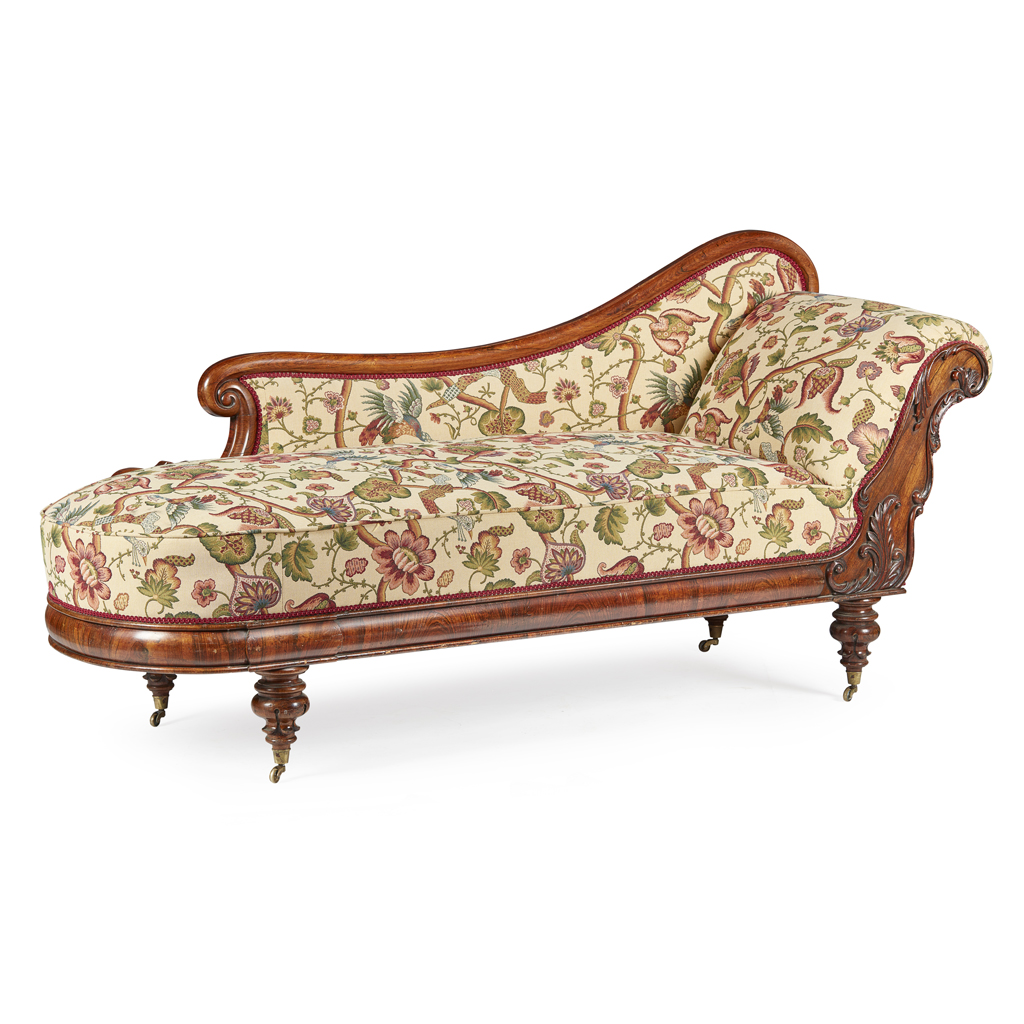 LATE REGENCY ROSEWOOD CHAISE LONGUE