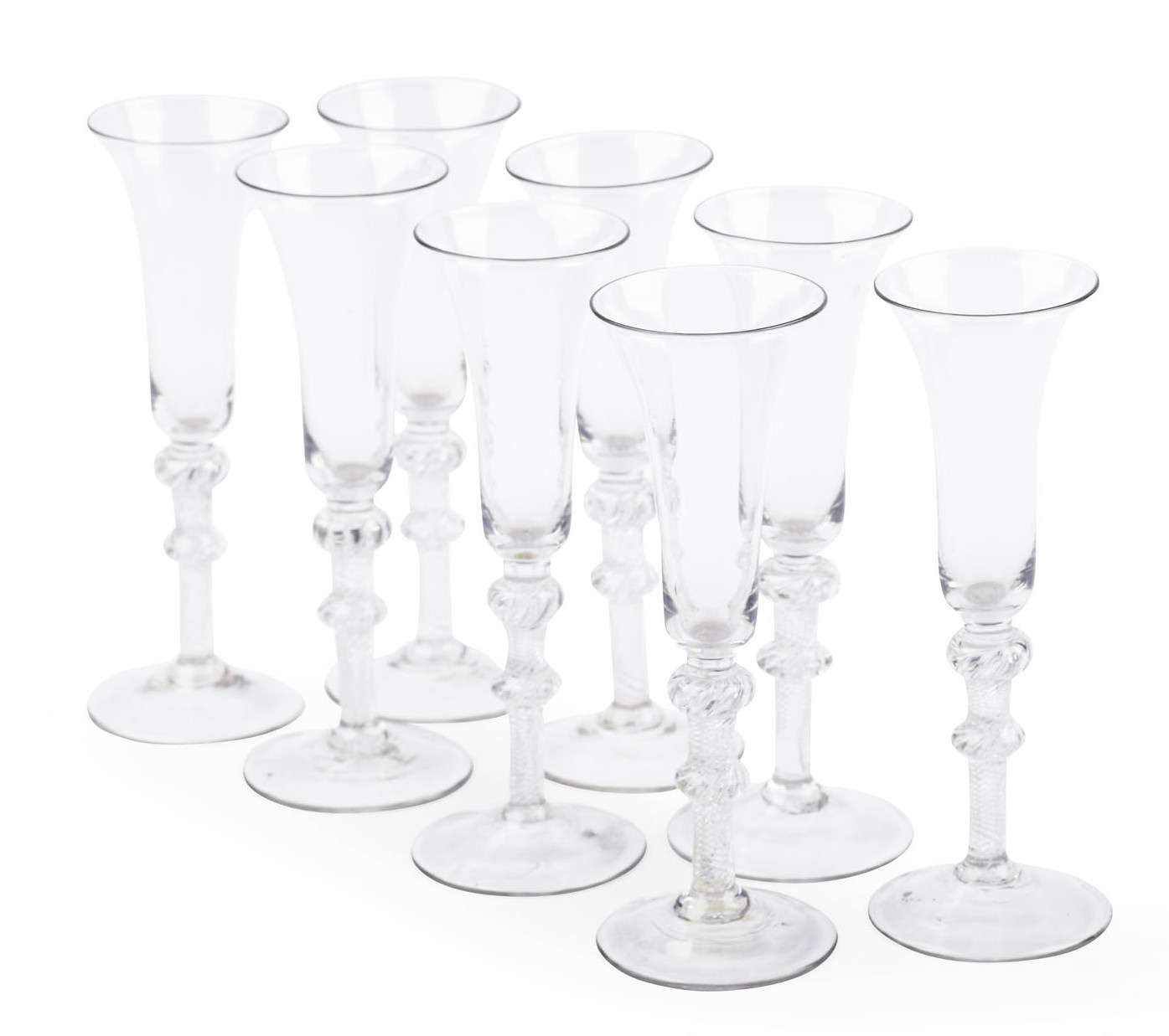 SET OF EIGHT AIR TWIST WINE GLASSES