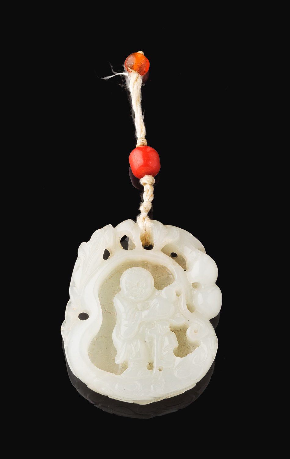 CARVED WHITE JADE PENDANT