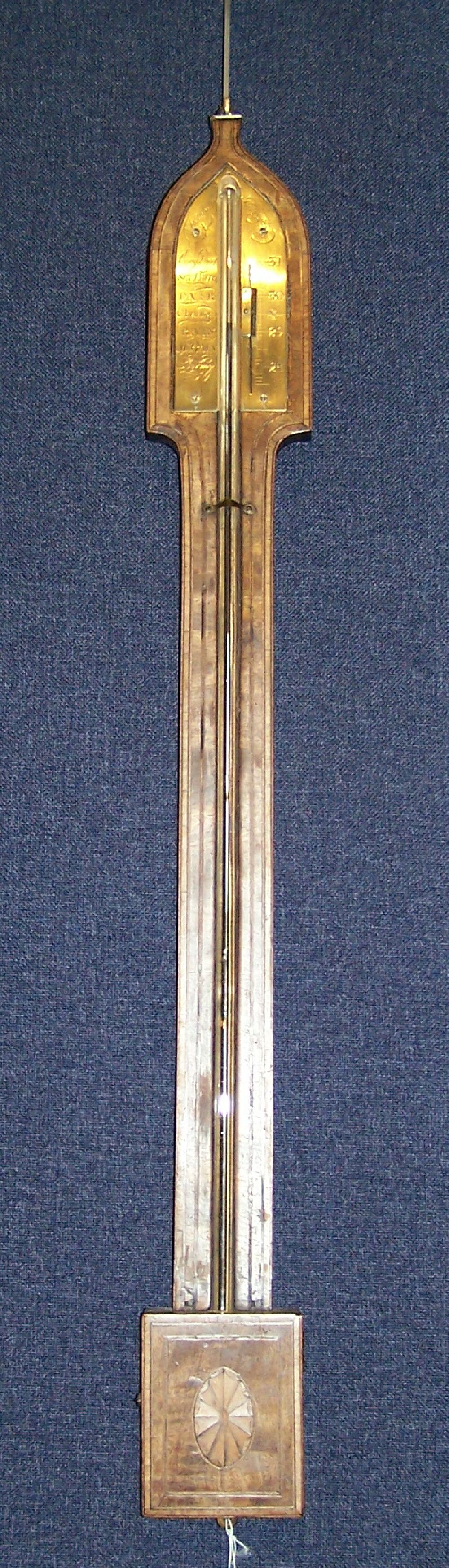 A George III mahogany and kingwood banded stick barometer By Swaddell, Glasgow