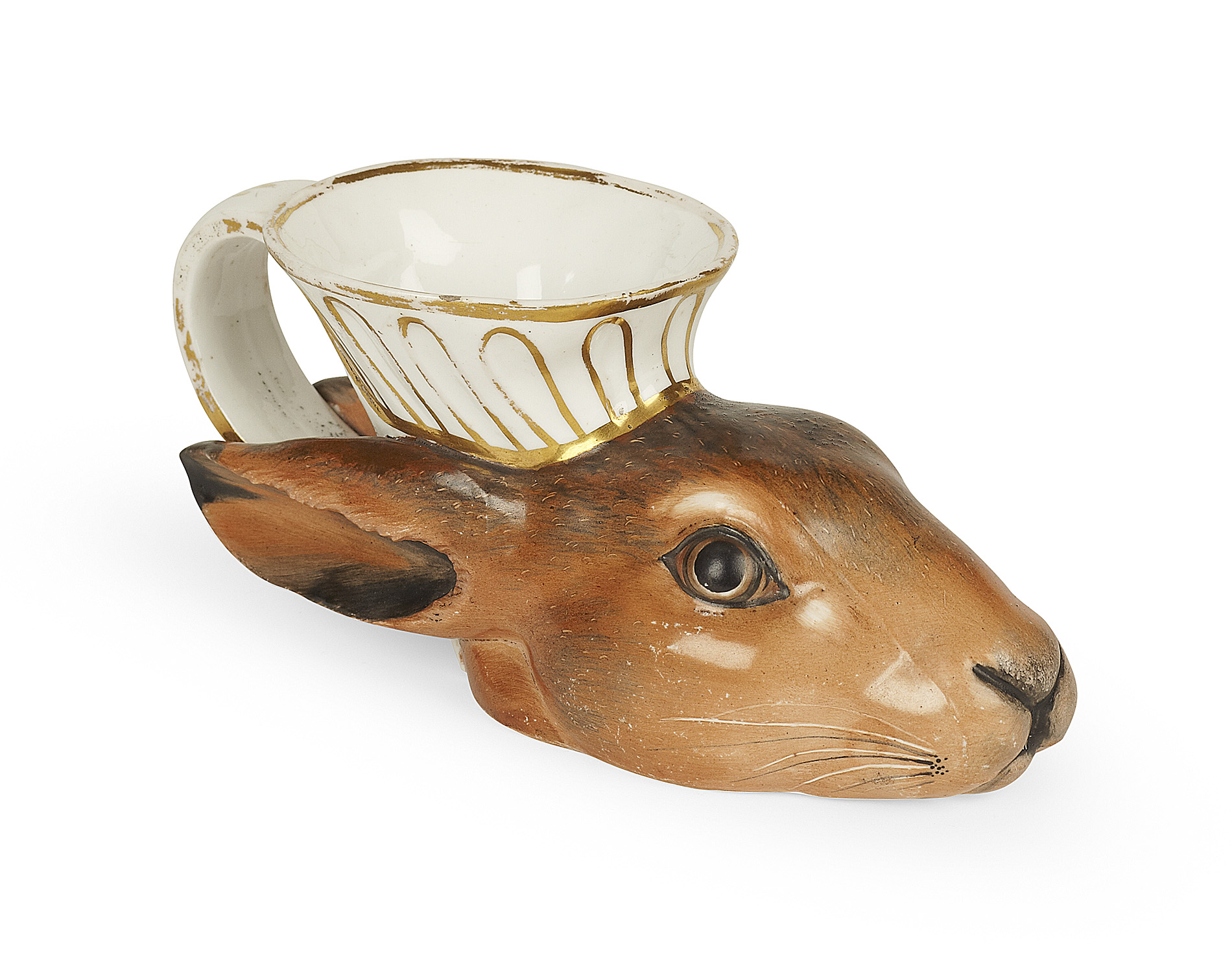 DERBY PORCELAIN HARE HEAD STIRRUP CUP