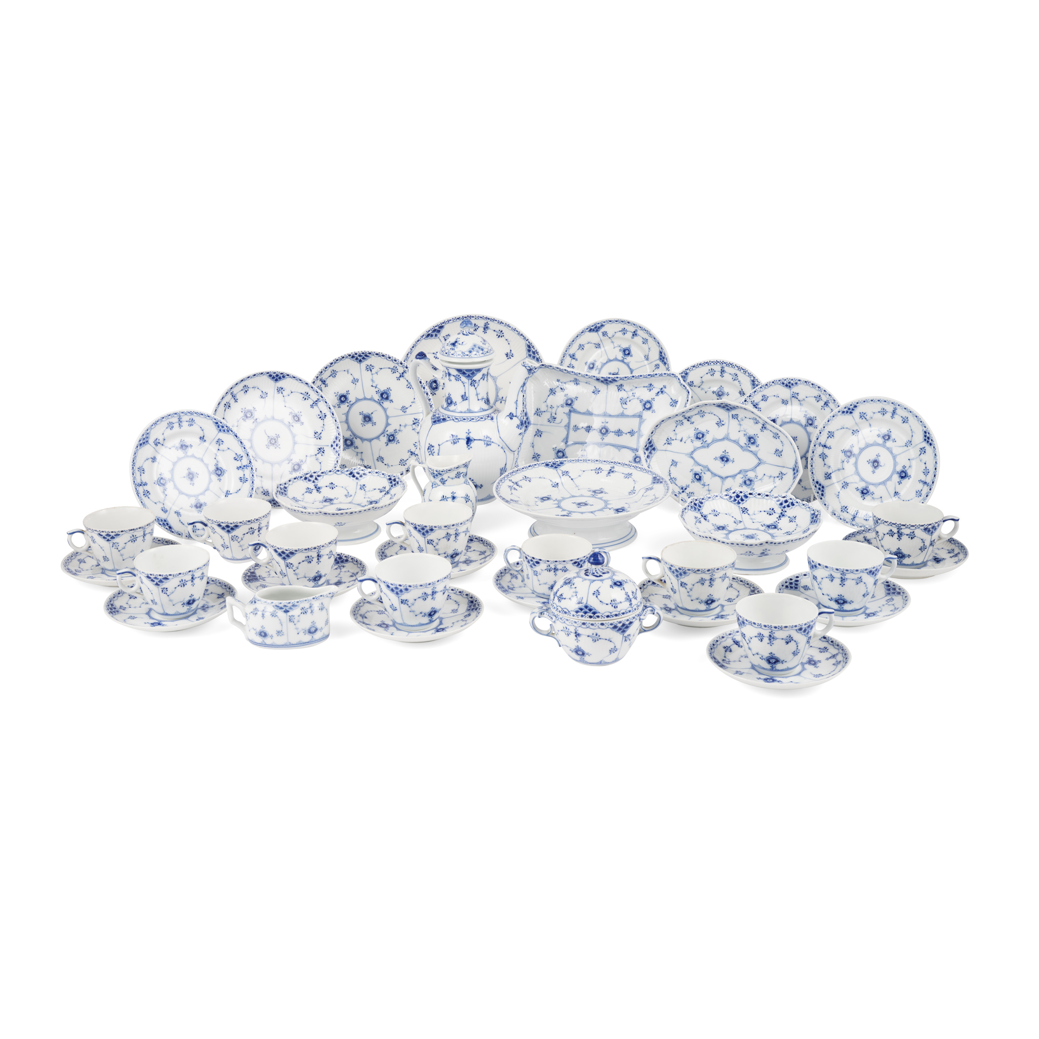 ROYAL COPENHAGEN 'BLUE FLUTED HALF LACE' COFFEE SERVICE