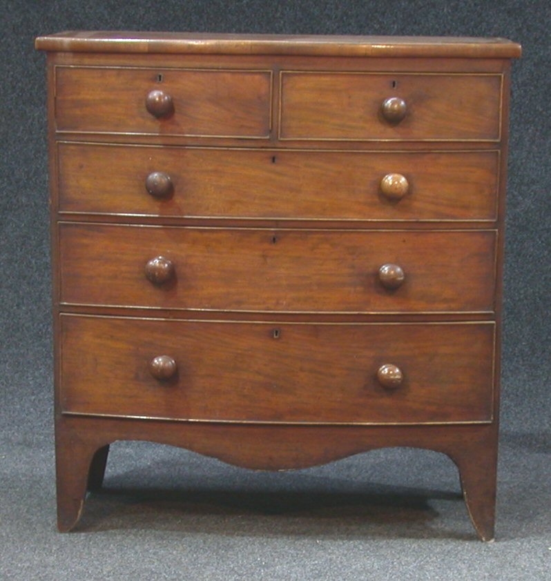 A George III mahogany bowfront chest,