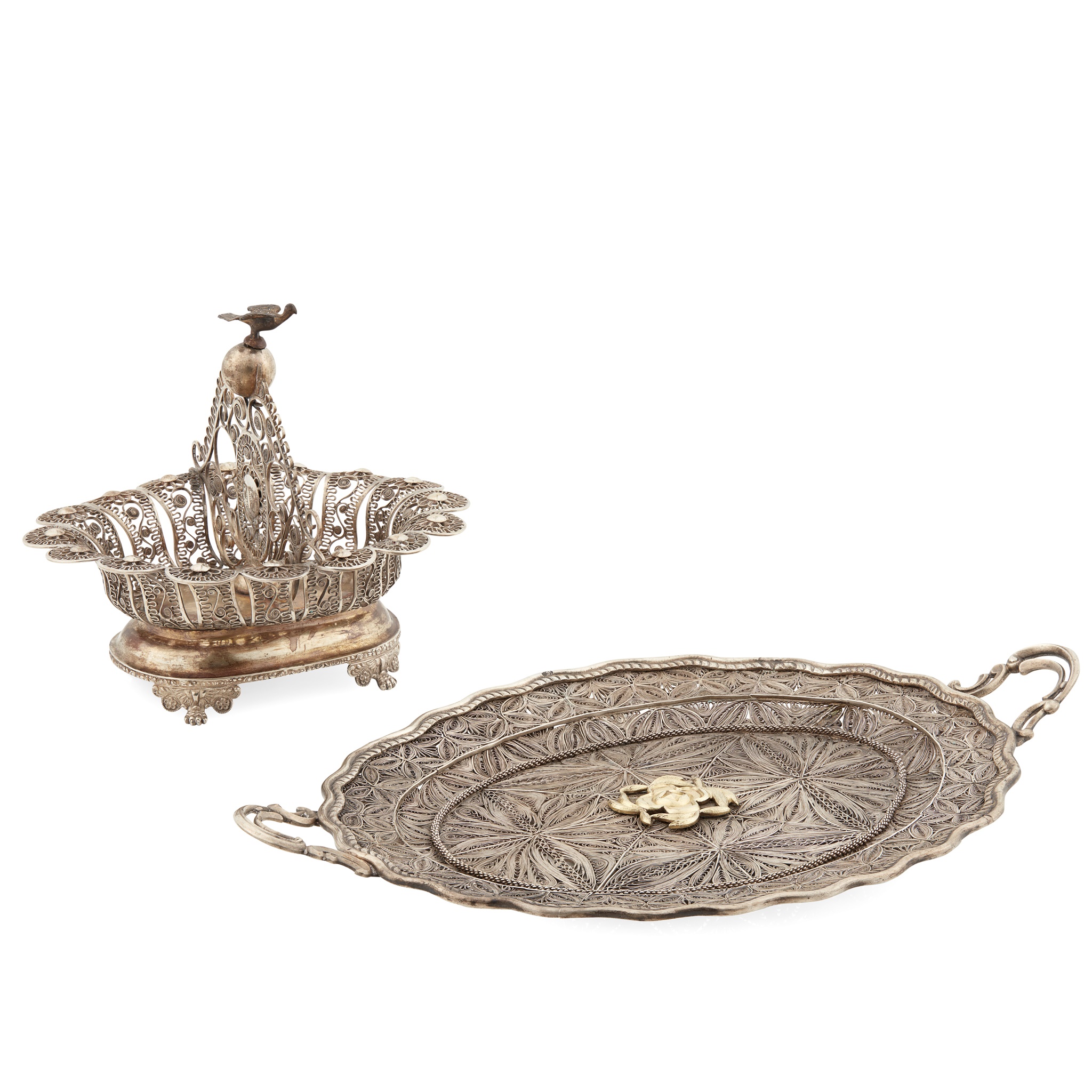 A 19th Century European twin handled tray