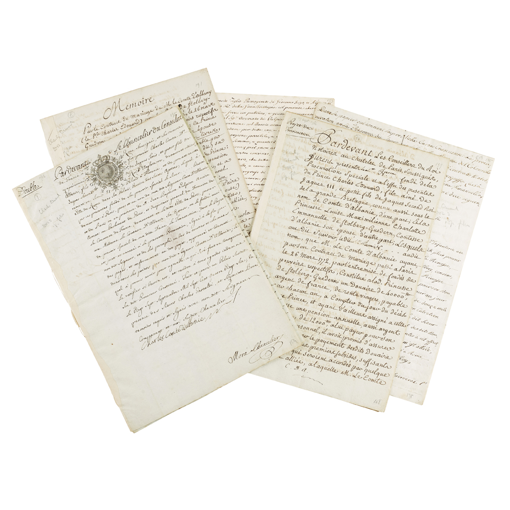 STUART, CHARLES EDWARD - "BONNIE PRINCE CHARLIE" (1720-1788), & , LOUISE, NEÉ PRINCESS OF STOLBERG-GEDERN (1752-1824),