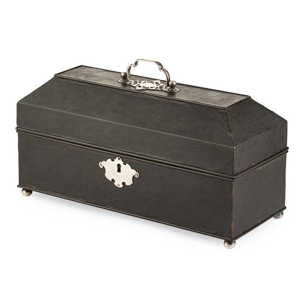 QUEEN ANNE LEATHER COVERED DOCUMENT BOX