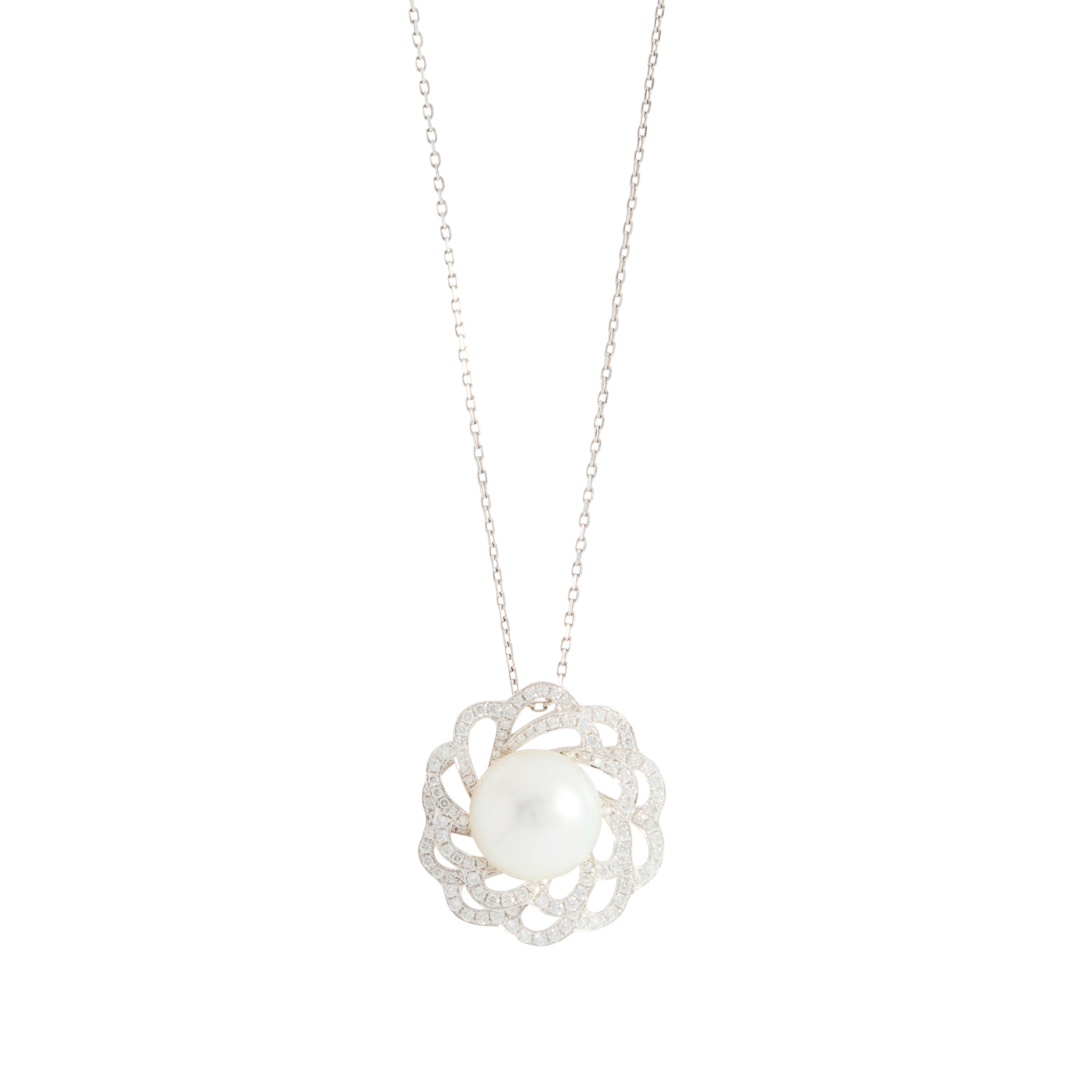 A South Sea pearl and diamond pendant necklace