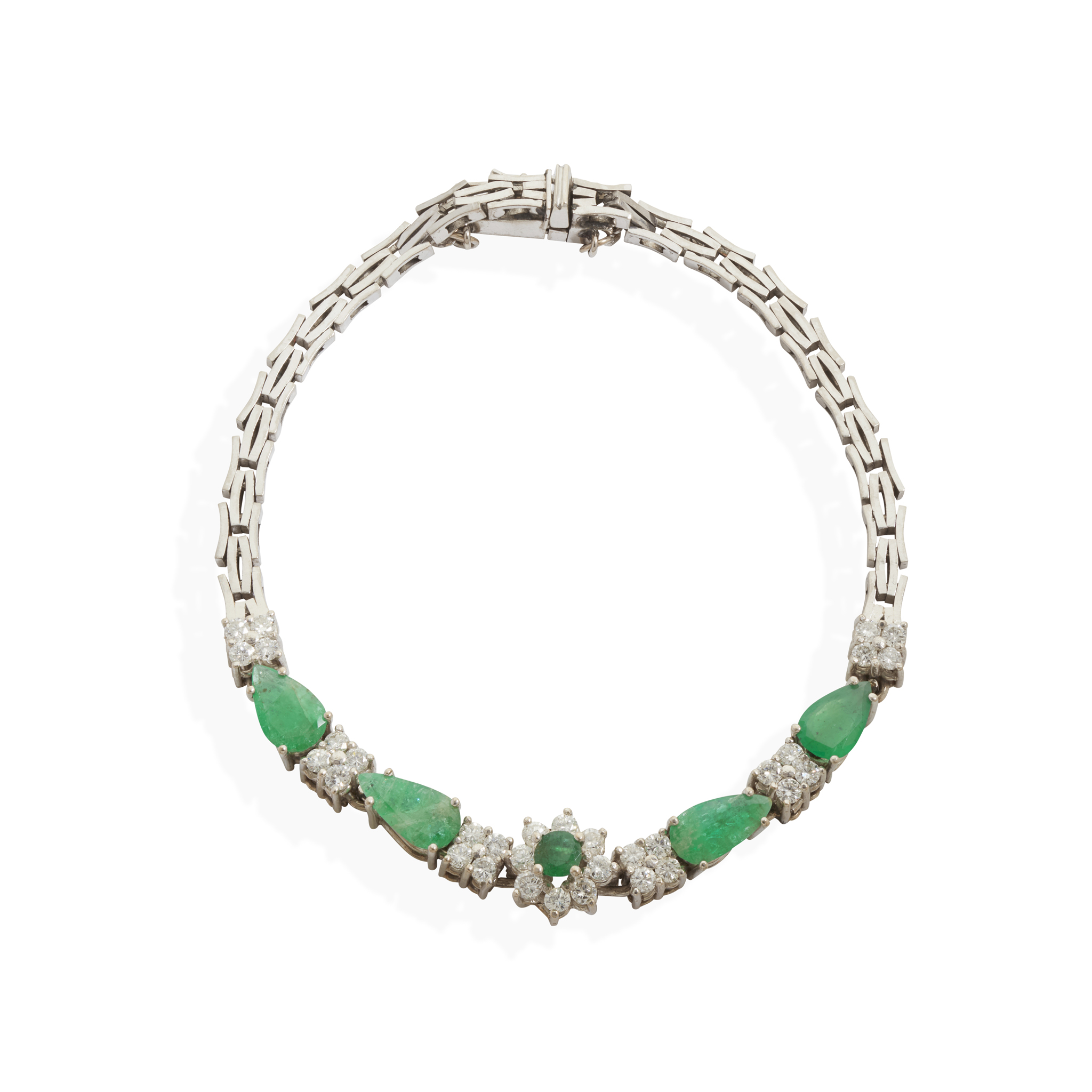 An emerald and diamond bracelet