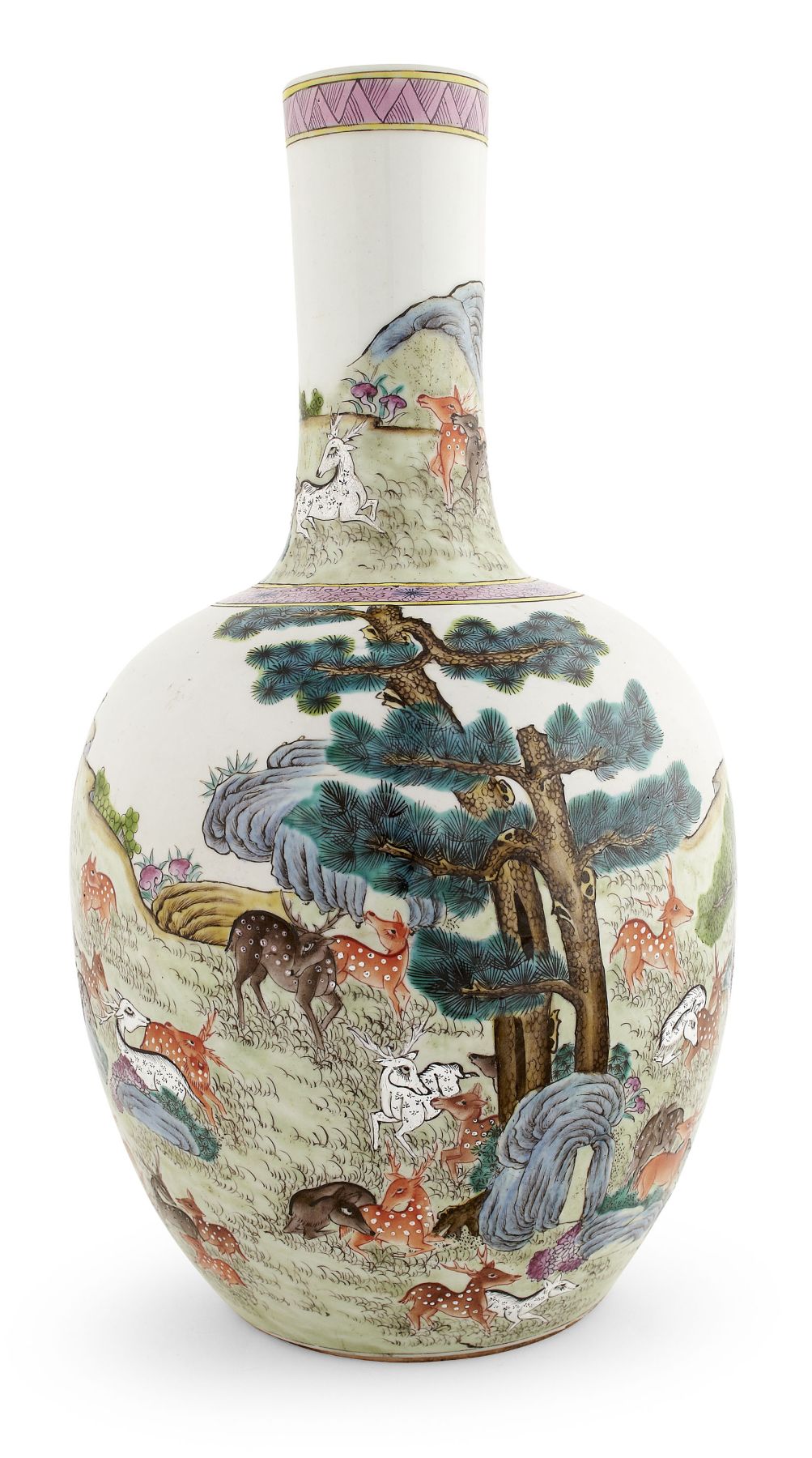 CHINESE FAMILLE ROSE 'DEER' VASE