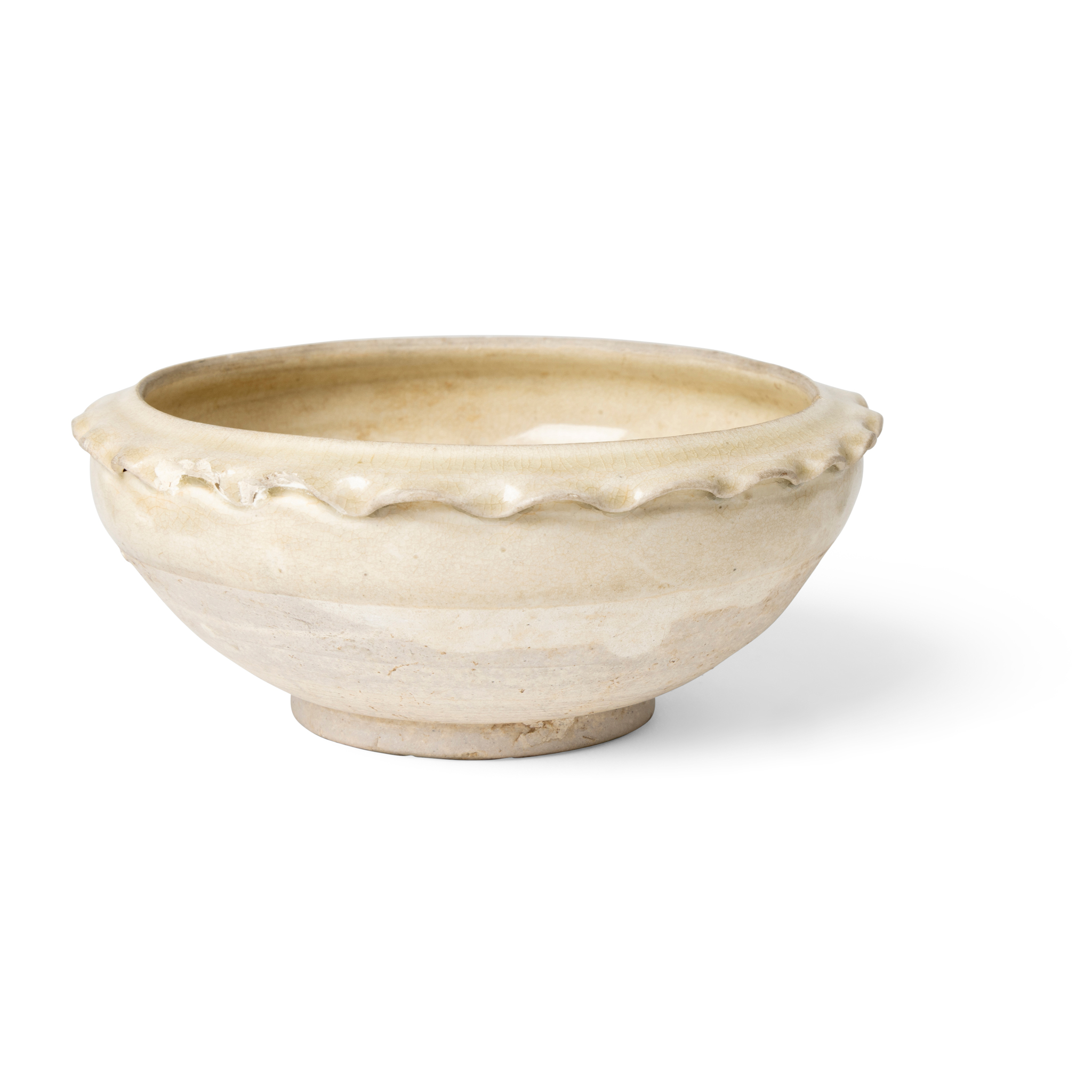 CHINESE WHITE-GLAZED LOBED BOWL
