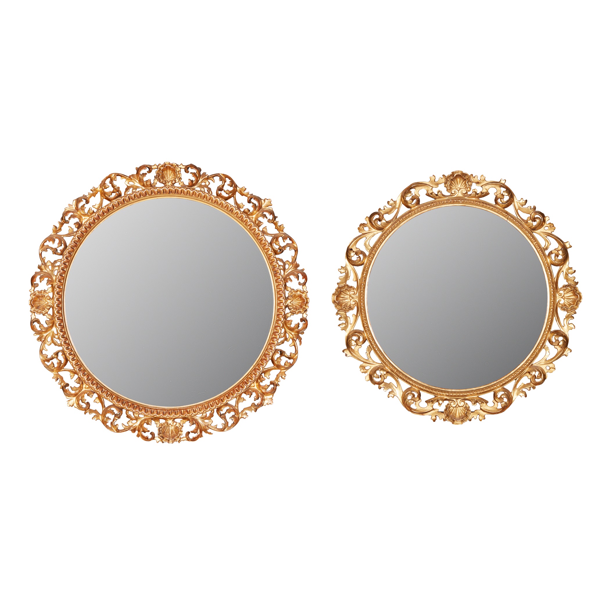 MATCHED PAIR OF FLORENTINE FRAMED GILTWOOD MIRRORS