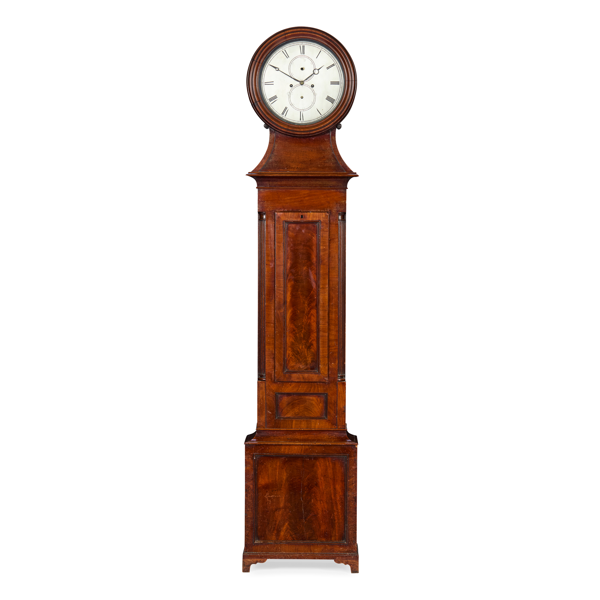 SCOTTISH LATE REGENCY MAHOGANY DRUMHEAD LONGCASE CLOCK