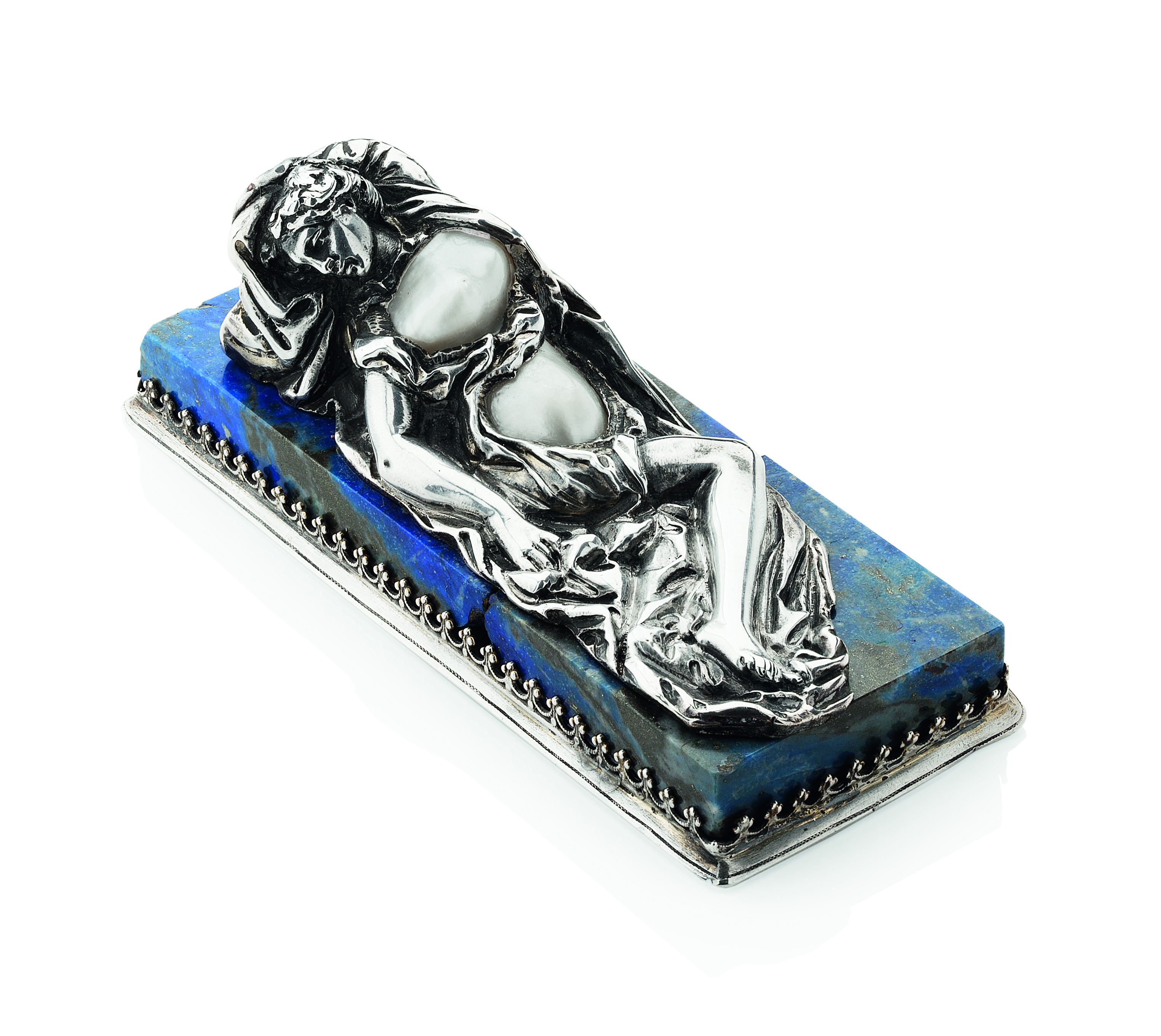 A 19th century Viennese silver & mother of pearl figure