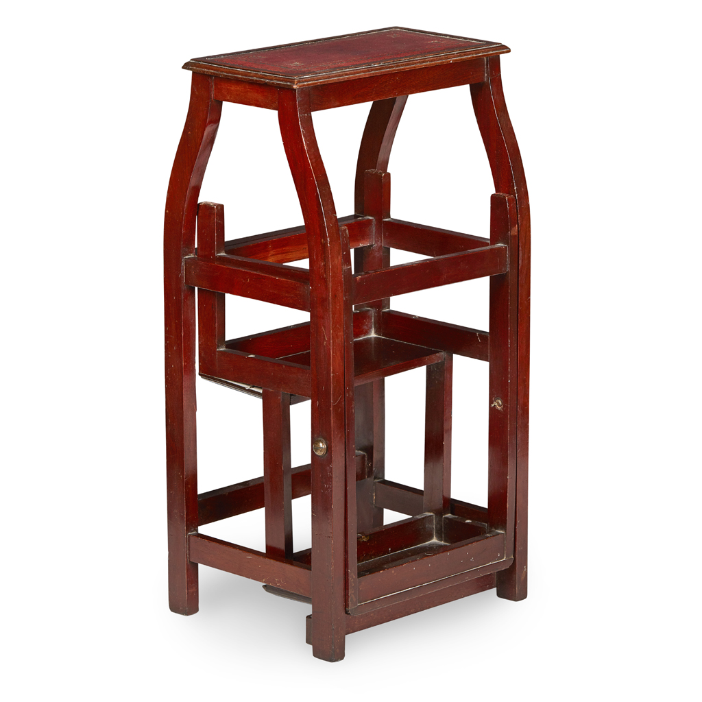 PAIR OF EDWARDIAN MAHOGANY METAMORPHIC LIBRARY STEPS