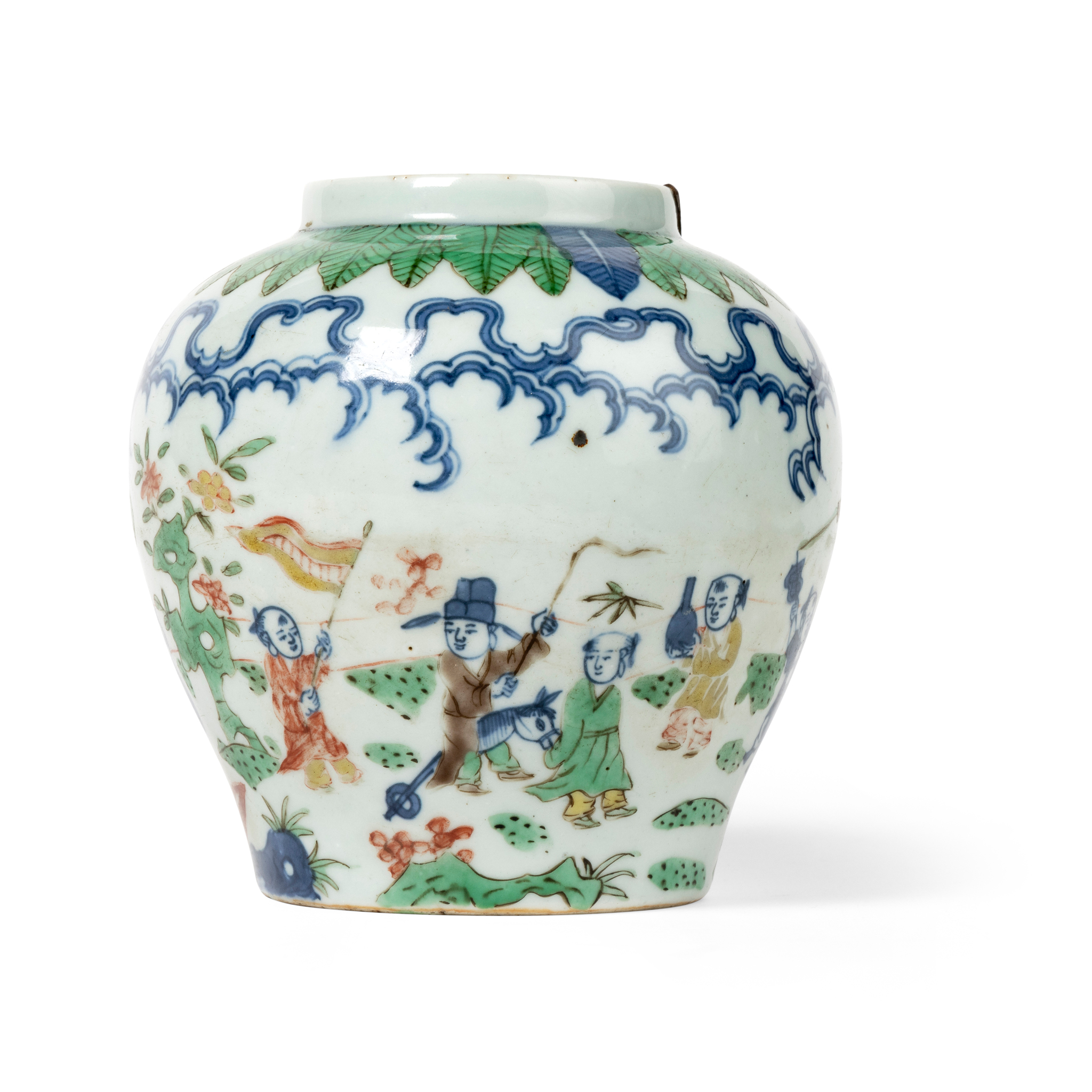 CHINESE WUCAI 'BOYS AT PLAY' JAR