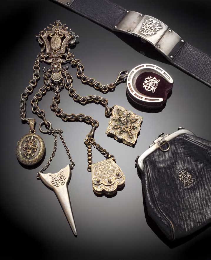 A Victorian mounted leather belt,