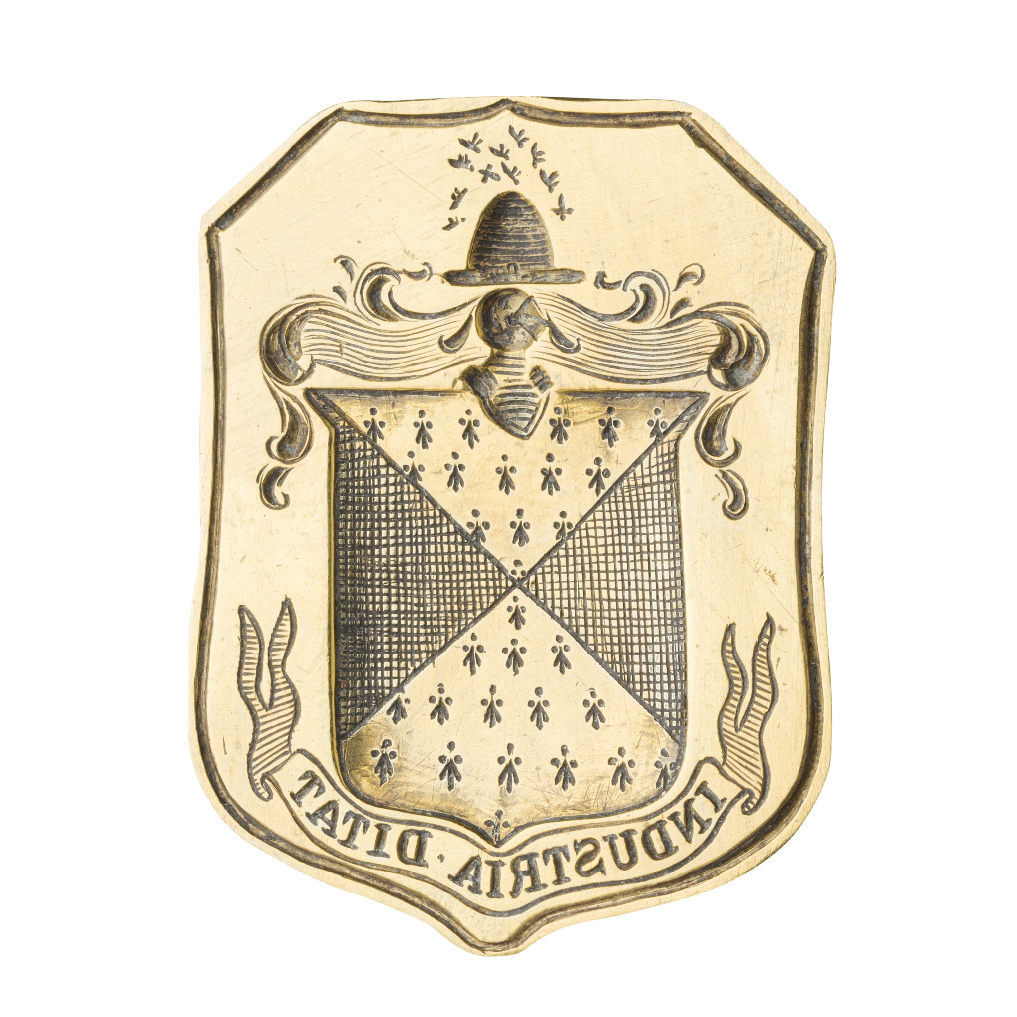 A VICTORIAN BOG OAK, IVORY AND BRASS DESK SEAL, CIRCA 1870