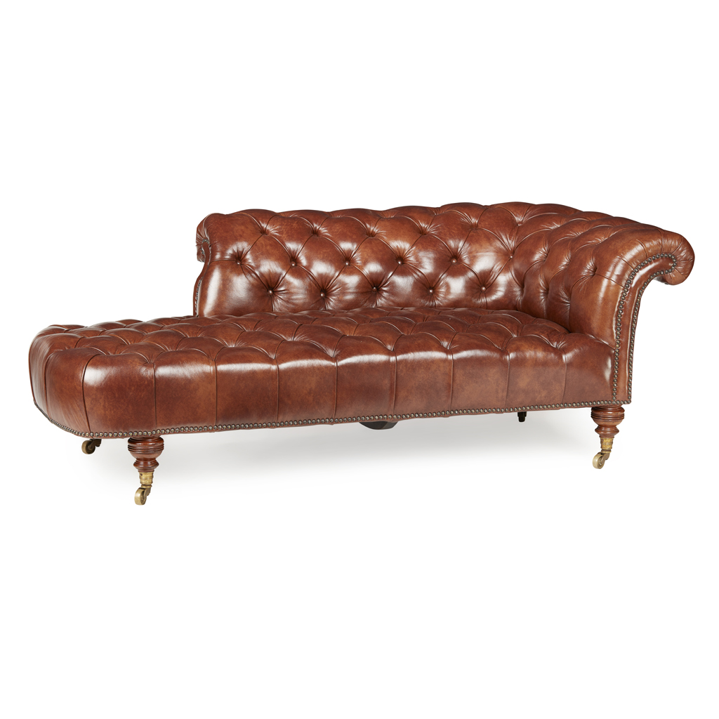 HOWARD & SONS LEATHER UPHOLSTERED CHAISE LONGUE