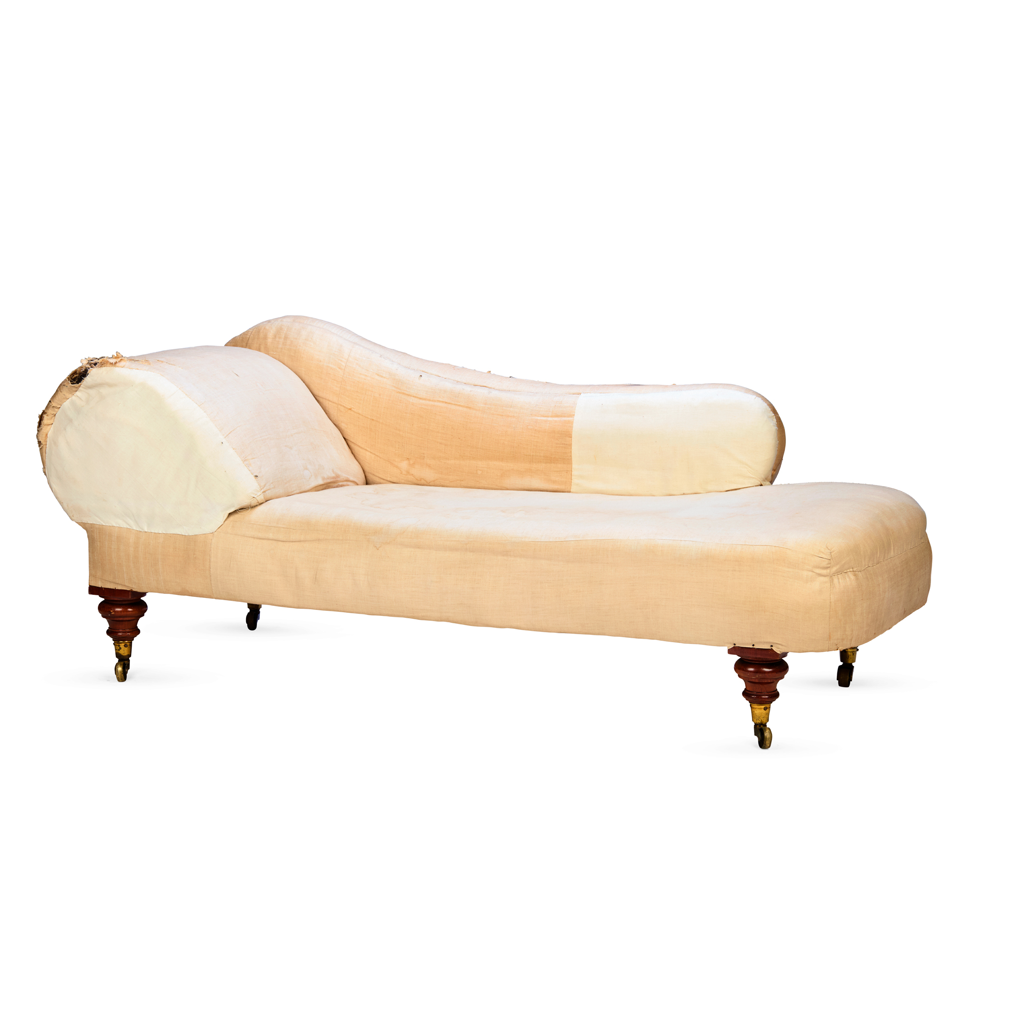 VICTORIAN UPHOLSTERED CHAISE LONGUE, IN THE HOWARD STYLE