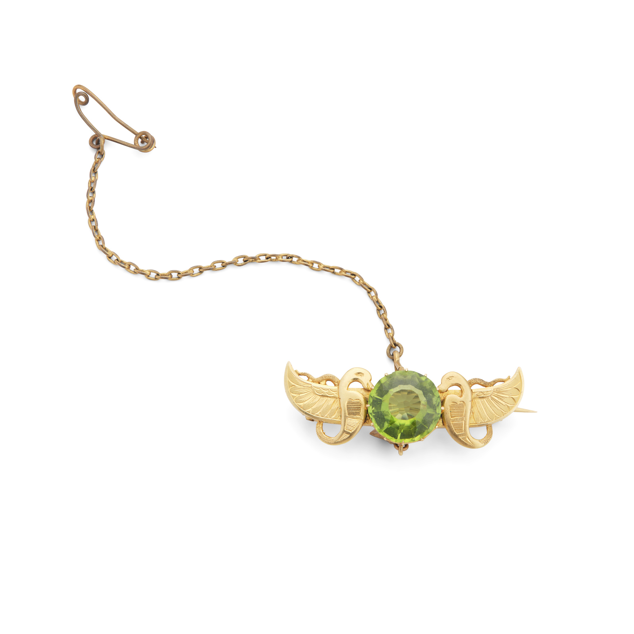 An Egyptian Revival peridot brooch, circa 1920s