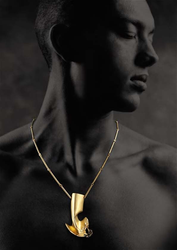 BJORN WECKSTROM - a 1970's 18ct gold and tourmaline necklace,