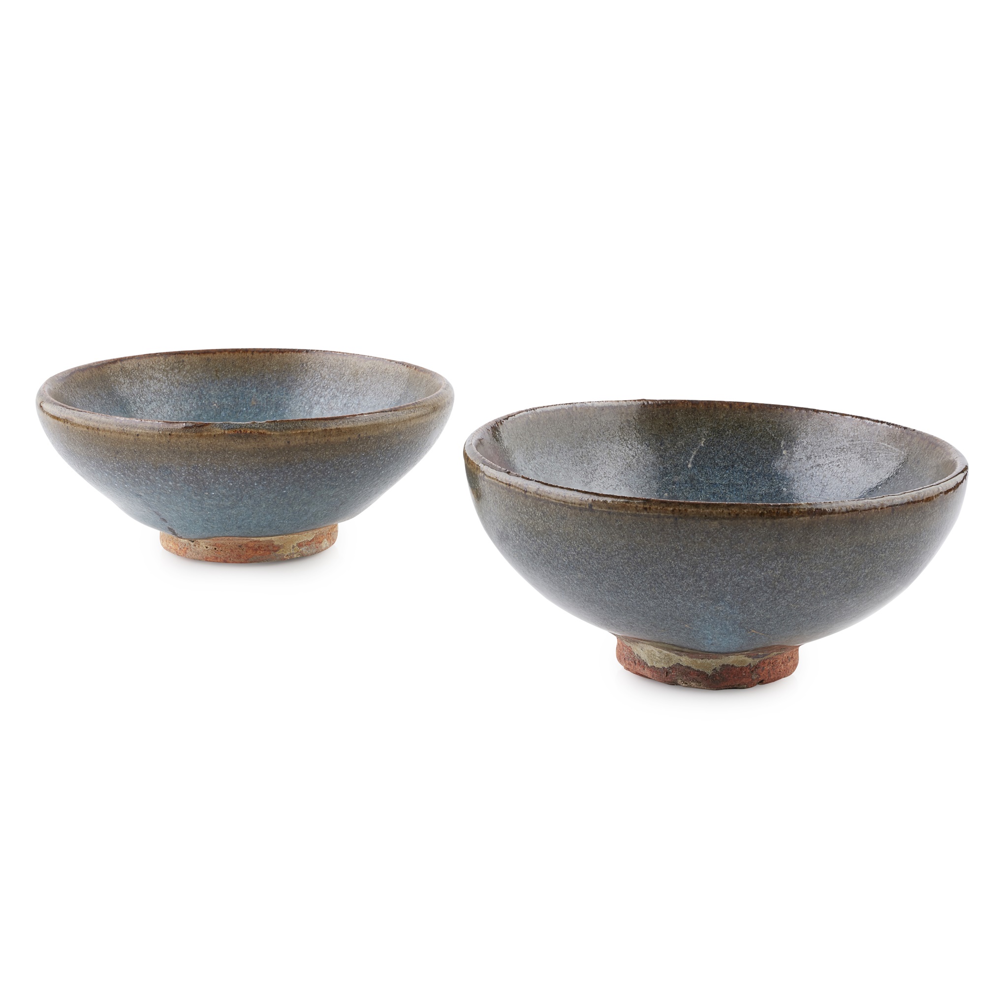 GROUP OF TWO PURPLE-SPLASHED JUN-GLAZED 'BUBBLE' BOWLS