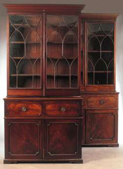A matched pair of George III secretaire bookcases