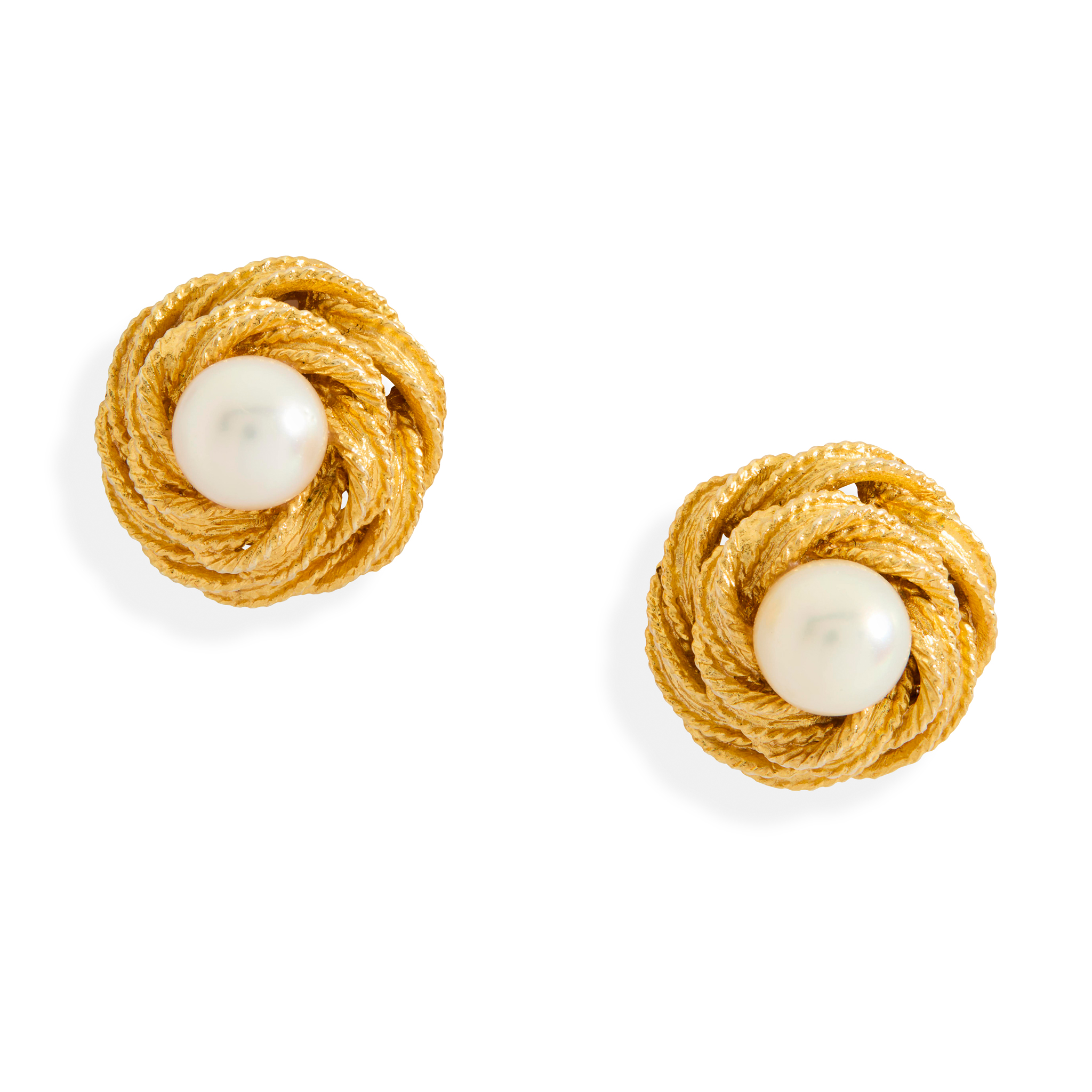 A pair of cultured pearl earrings