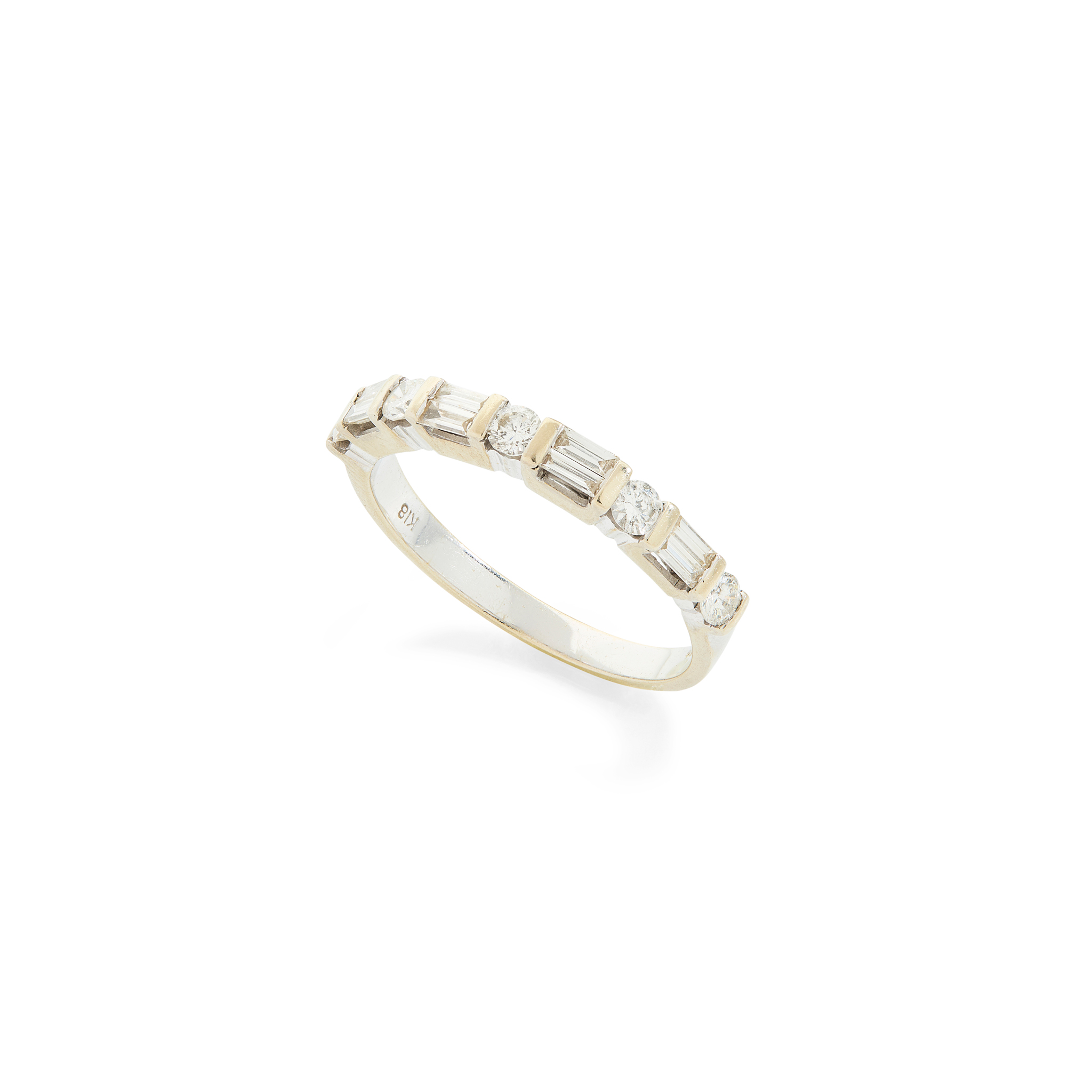 An 18ct gold diamond half-eternity ring