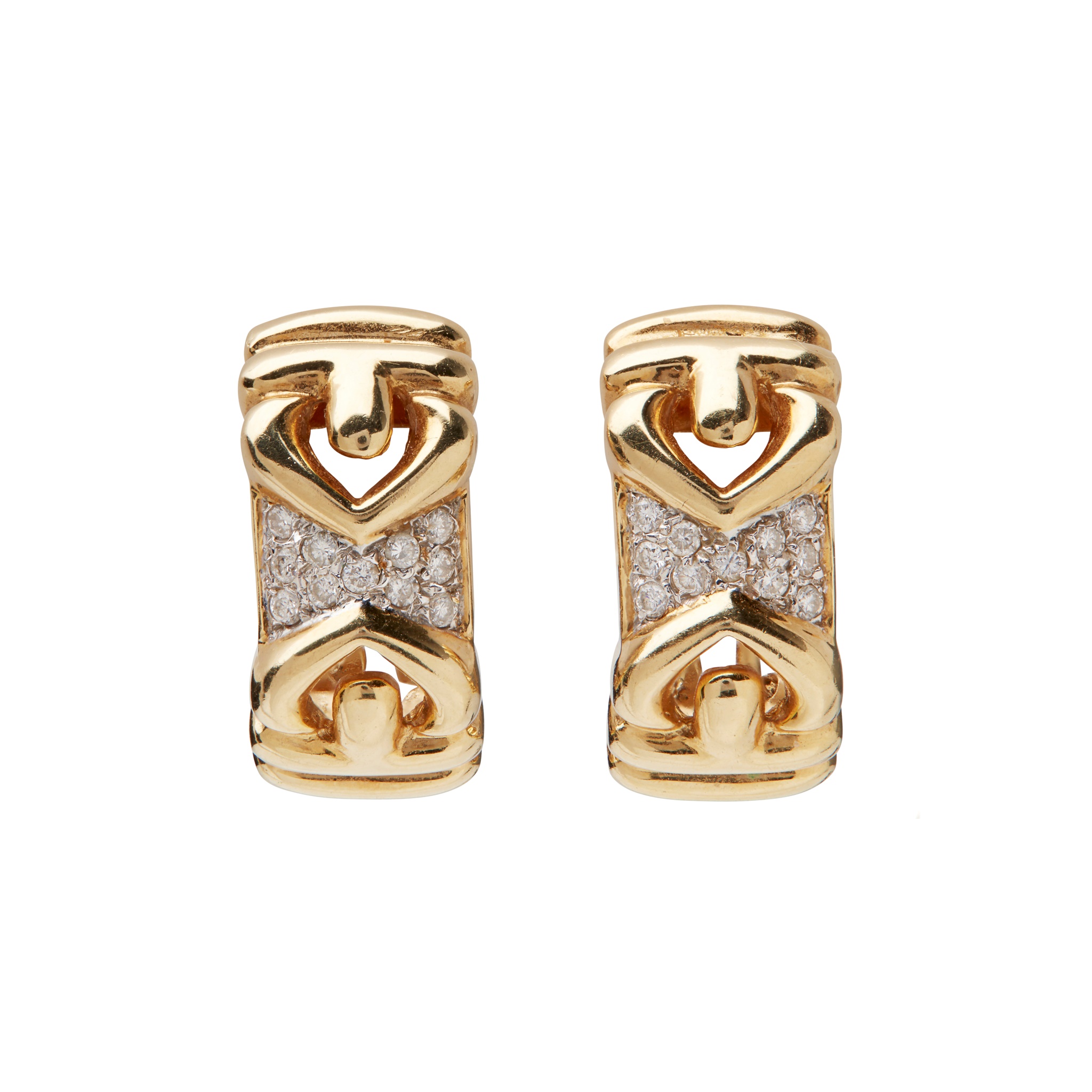 A pair of diamond set earrings